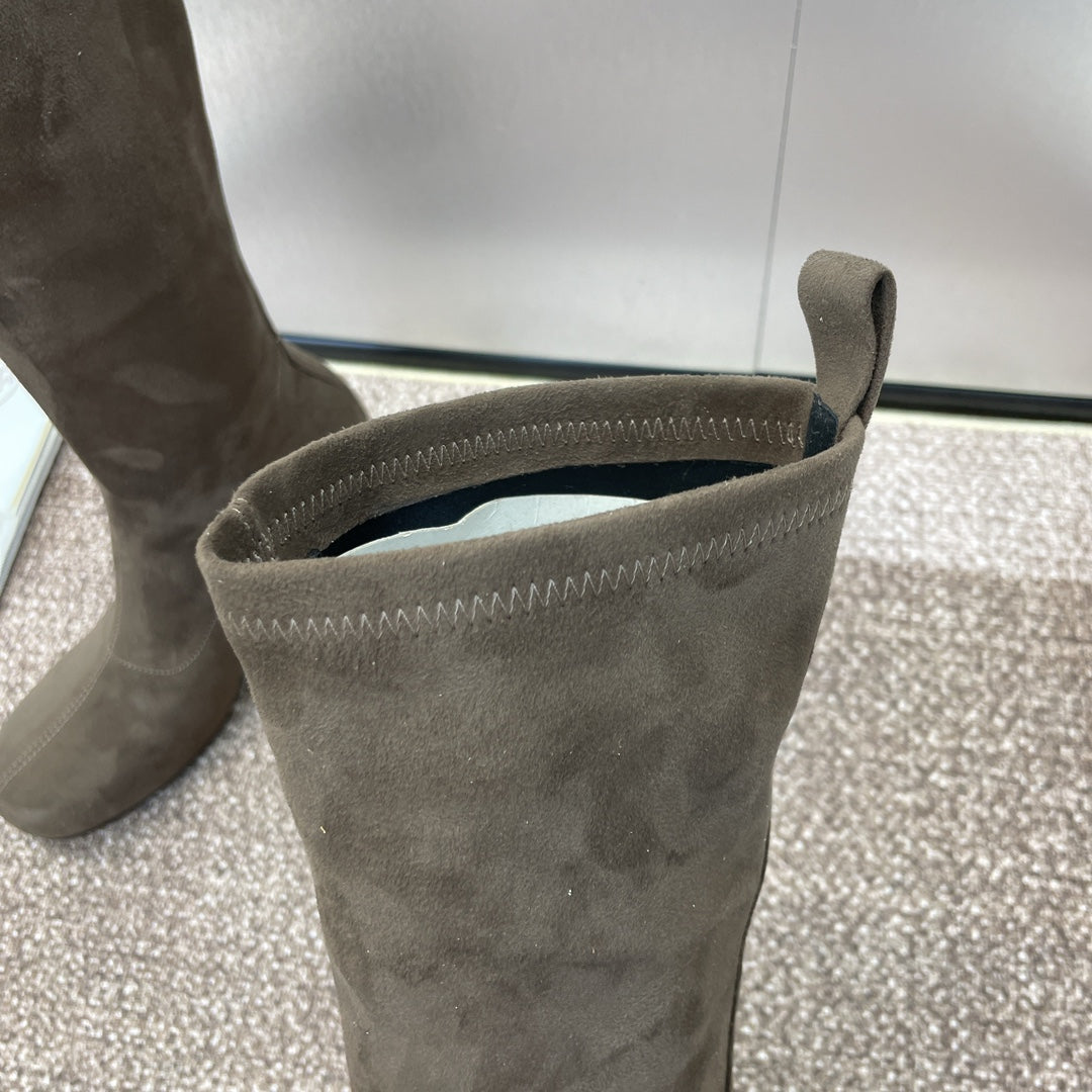 HM High Boots 75mm In Brown Umber Suede 975154