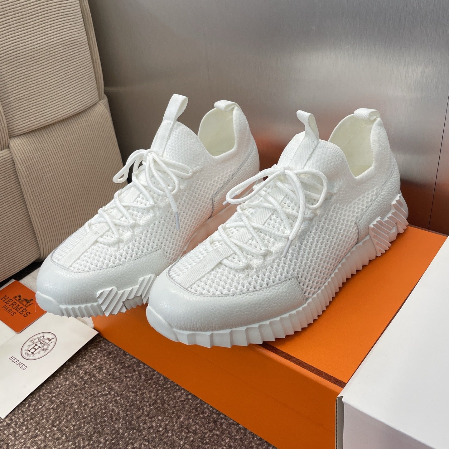 HM 25 Lift Sneaker White Mesh Sheepskin 373036