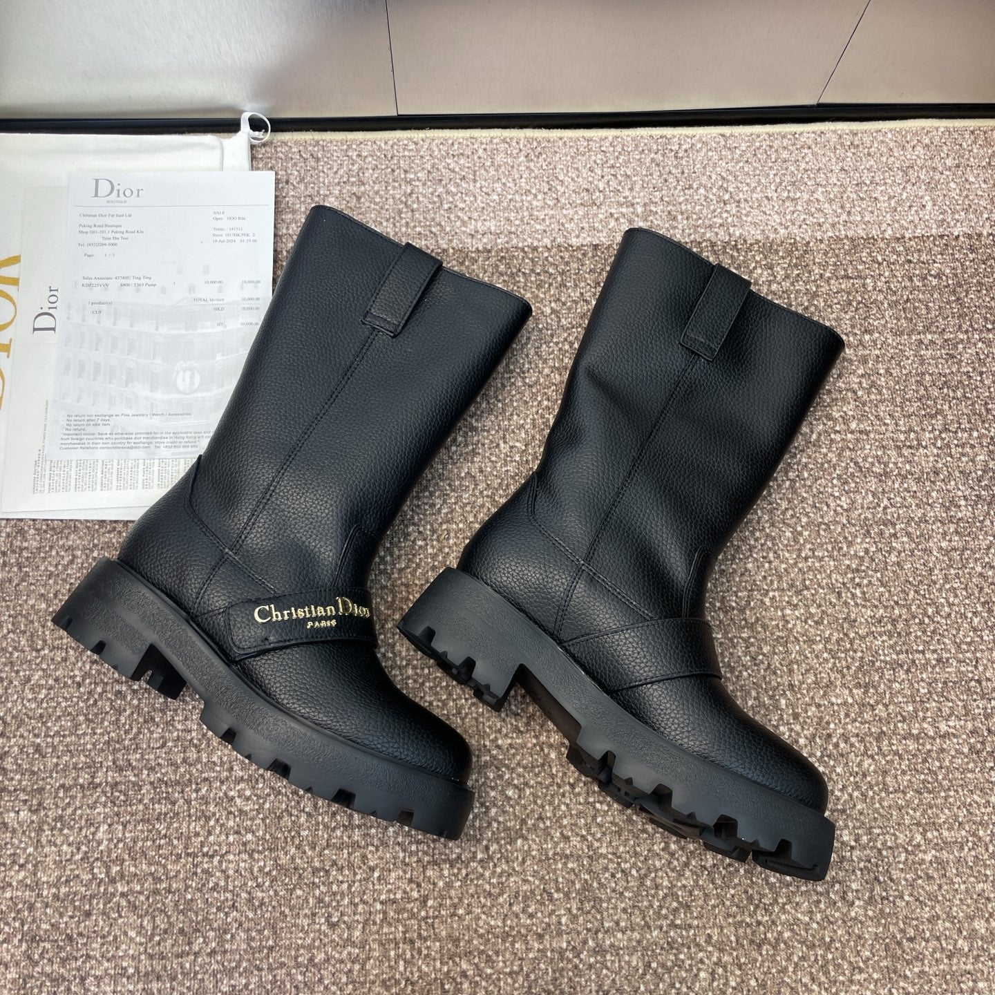 CD Ankle punk-inspired women's boots black cowhide