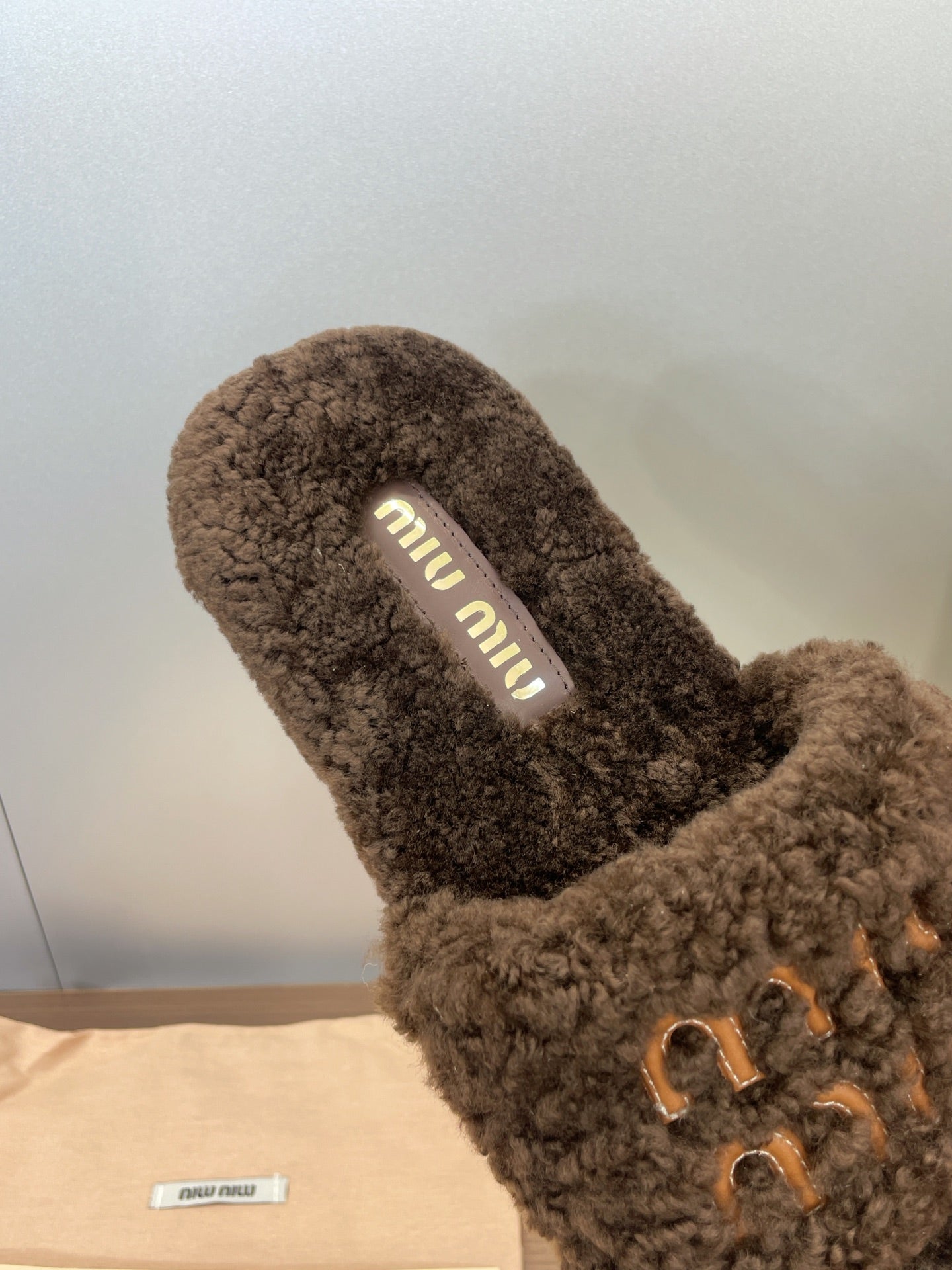 Miumiu 25 Slipper Dark Brown Wool 551699