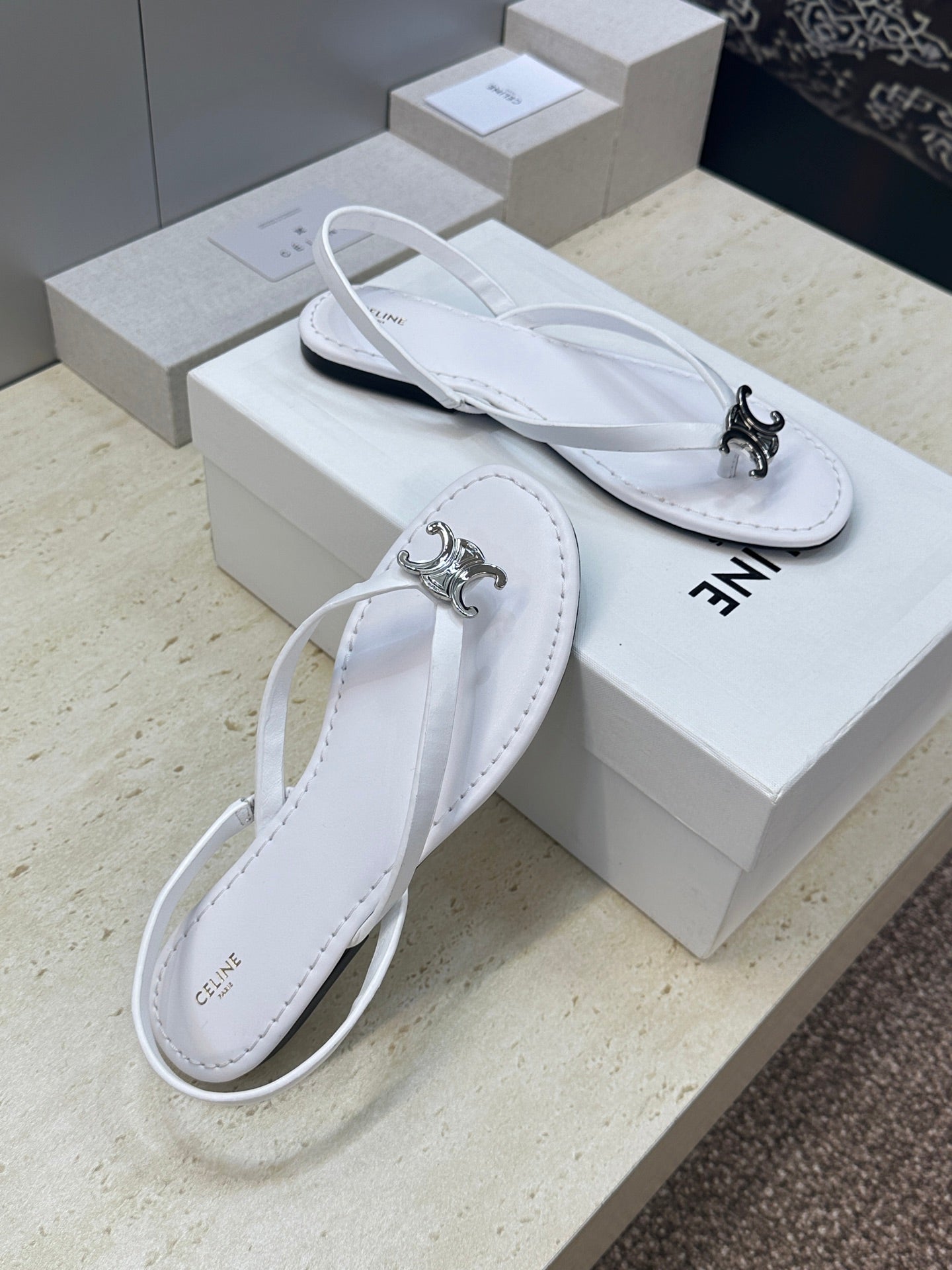 Celine 26 Flip-Flop Sandals Calfskin Leather 762644
