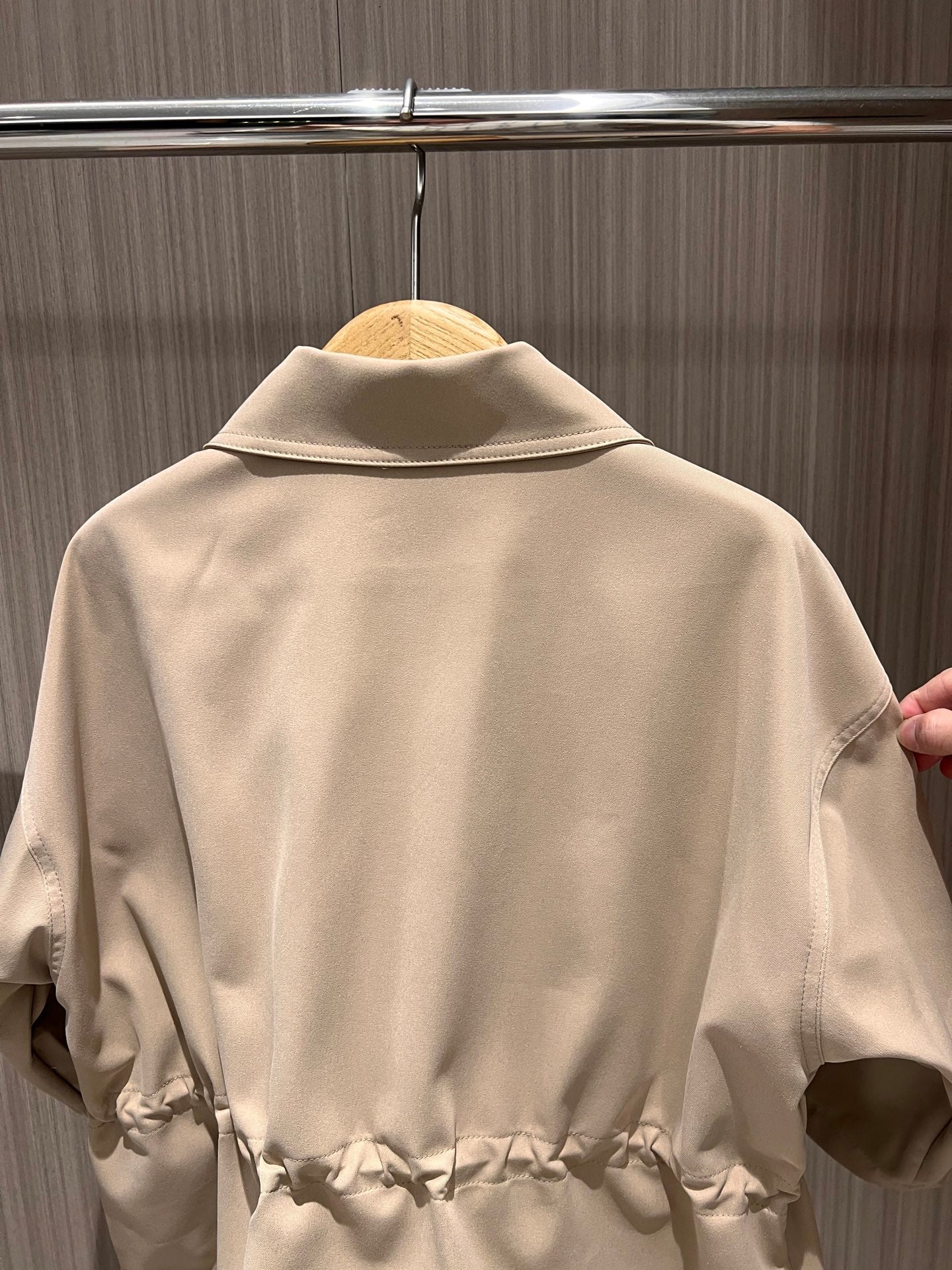 Gucci Short-sleeved Jacket Top Beige Polyester Fiber