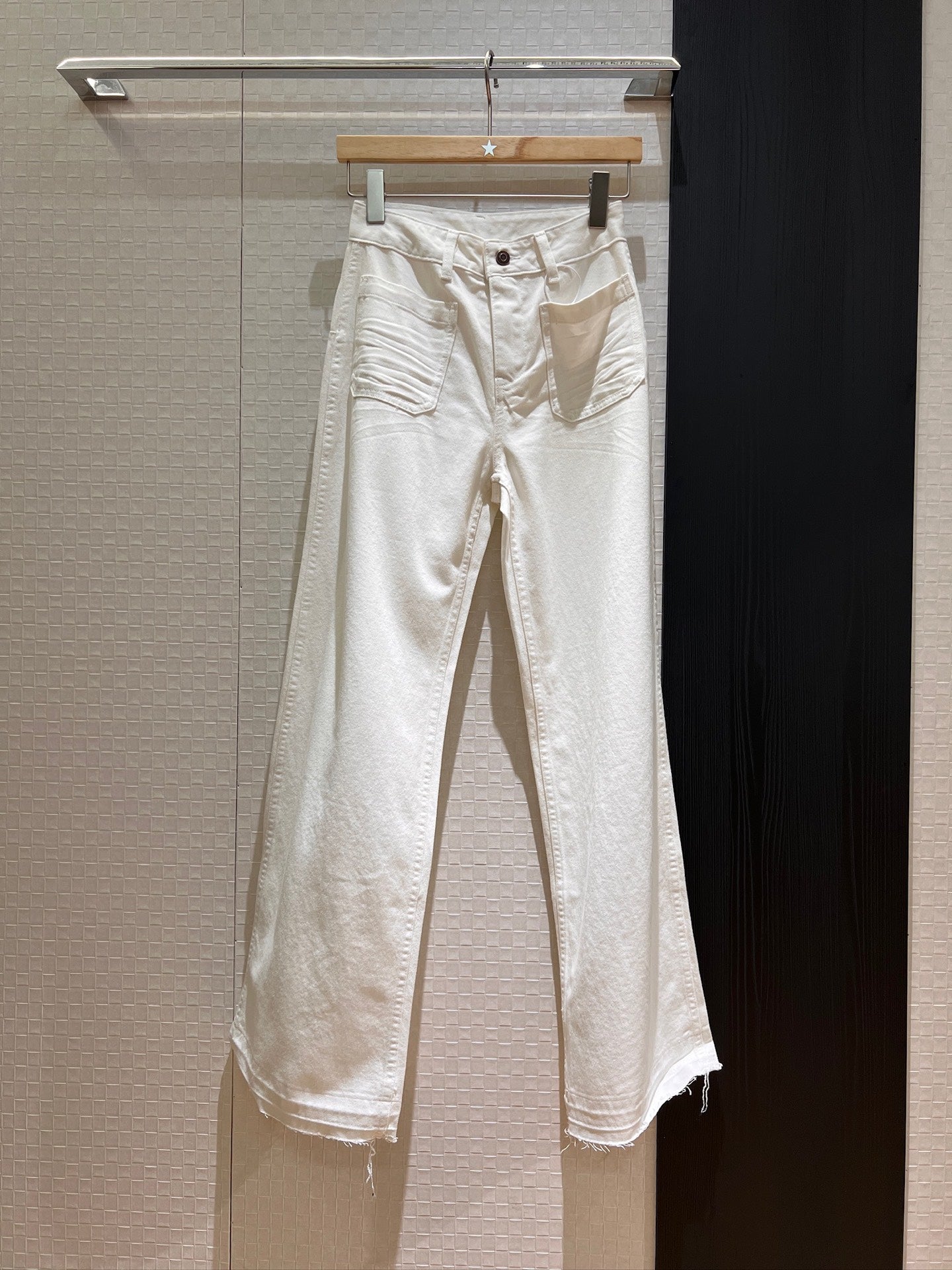 CD Straight Wide-leg Pants White Cotton