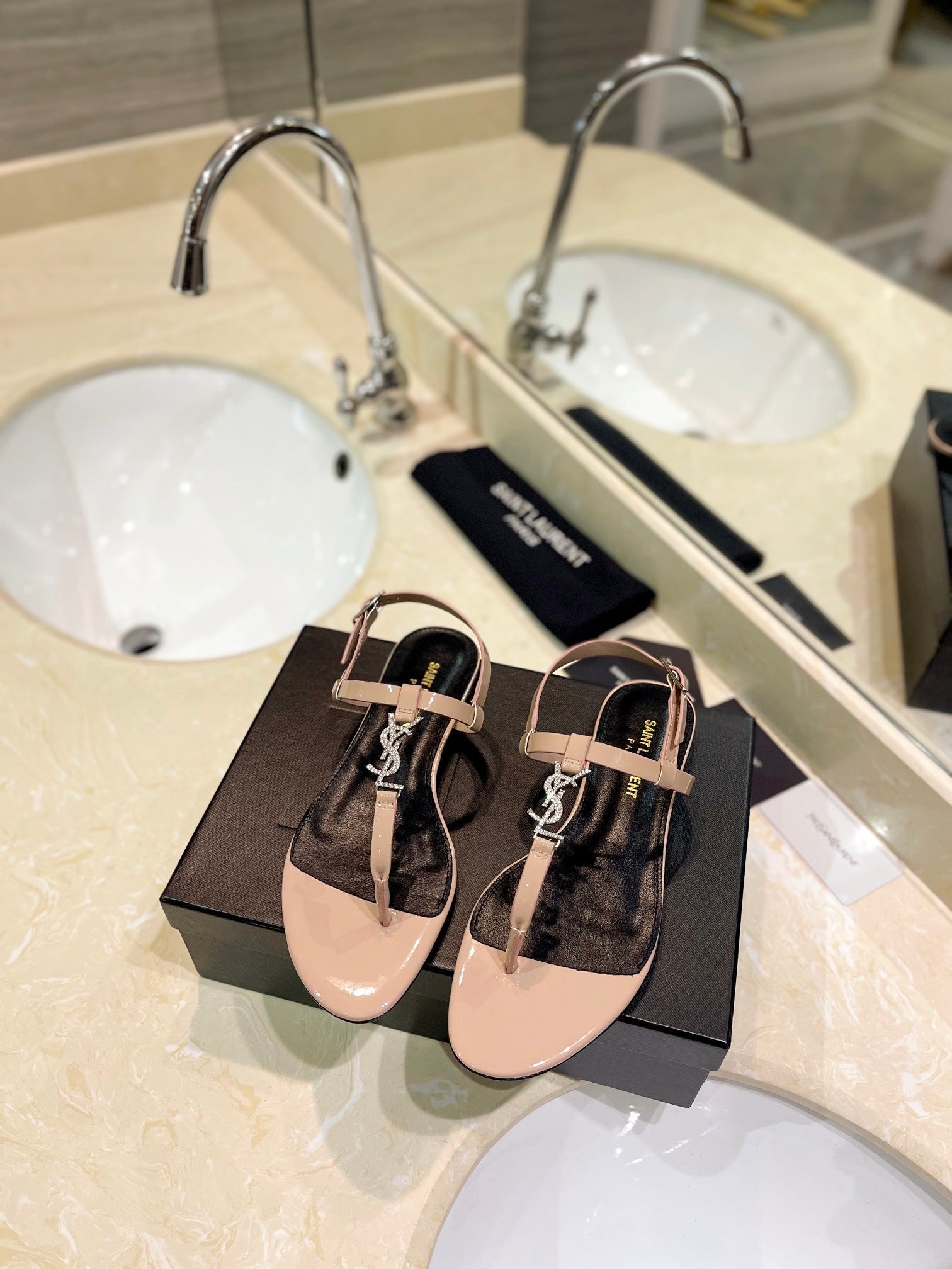 SL CASSANDRA SANDALS TAN POLISHED CALFSKIN