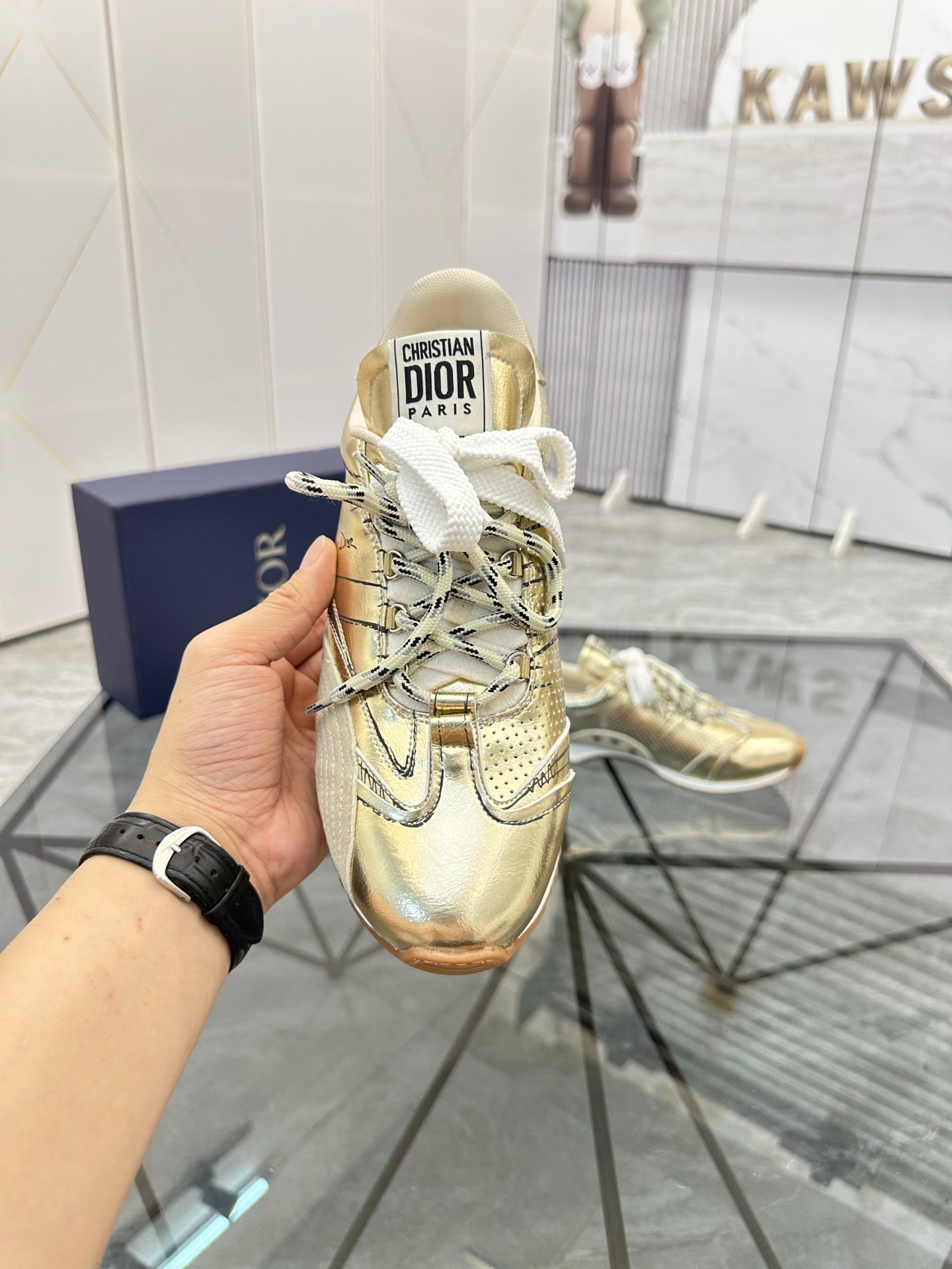 CD D-Sketch Sneaker Gold Nubuck Leather 647982