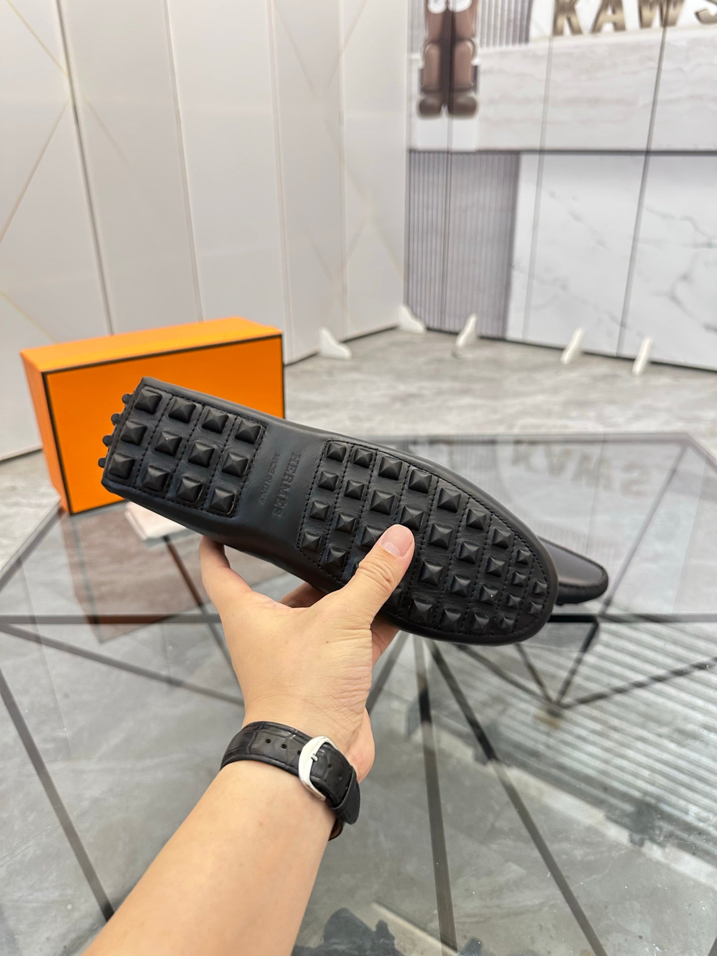 HM Men's Alessandro Loafer Black Green Cowhide 697694