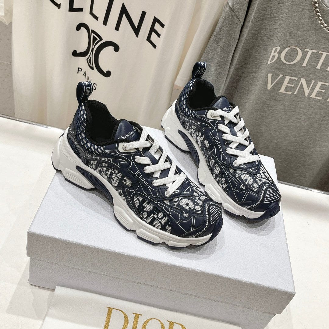 CD Vibe Sneaker Charcoal Blue Polyester Mesh Fabric And Cowhide