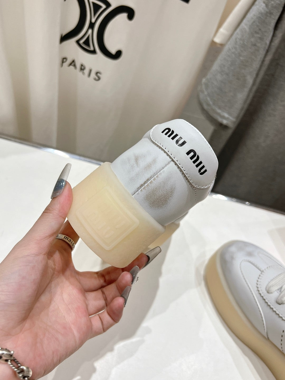 Miu Sneakers Retro White Cowhide