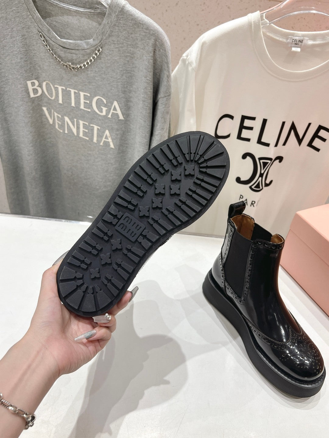 Miu Ankle Boots Black Polished Calfskin