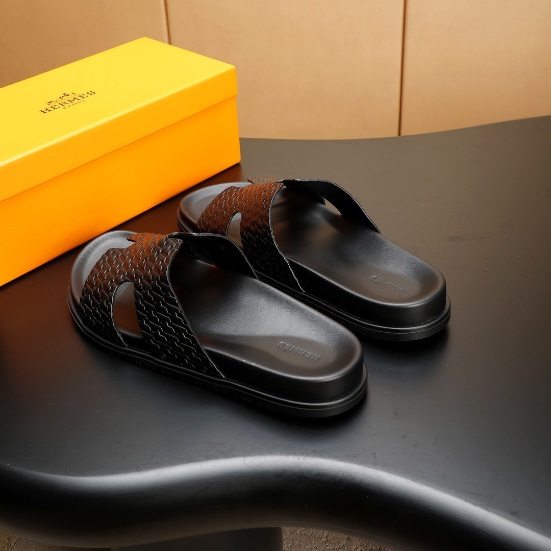 HM Men's Izmir Slide Black Cowhide 547362