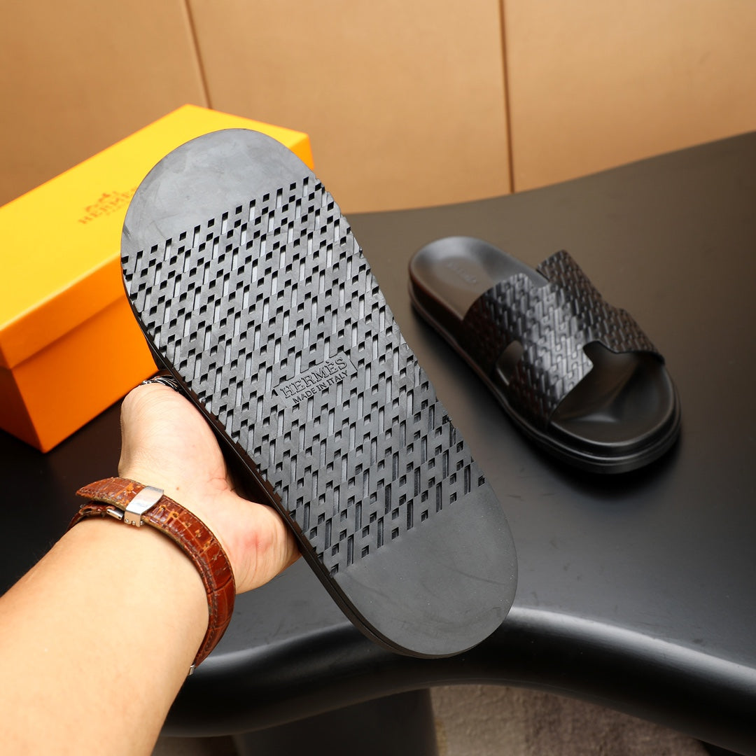 HM Men's Izmir Slide Black Cowhide 547362