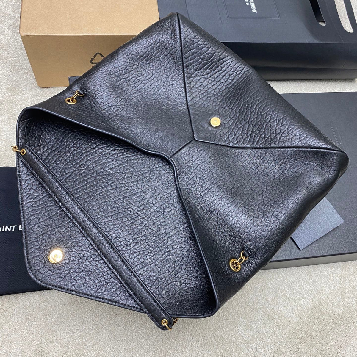 YSL 2026 Cassandre Large Pouch on Chain 35cm Calfskin