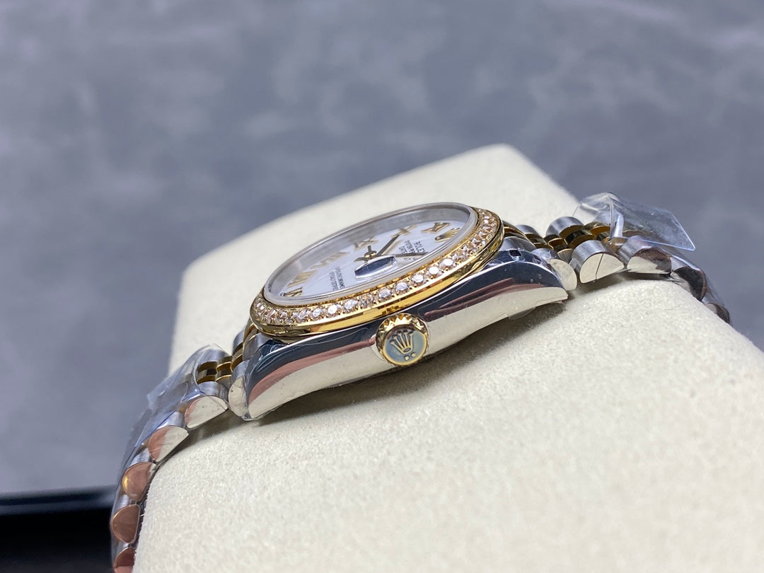 Datejust 31mm Yellow Gold Steel Diamond Bezel White Dial