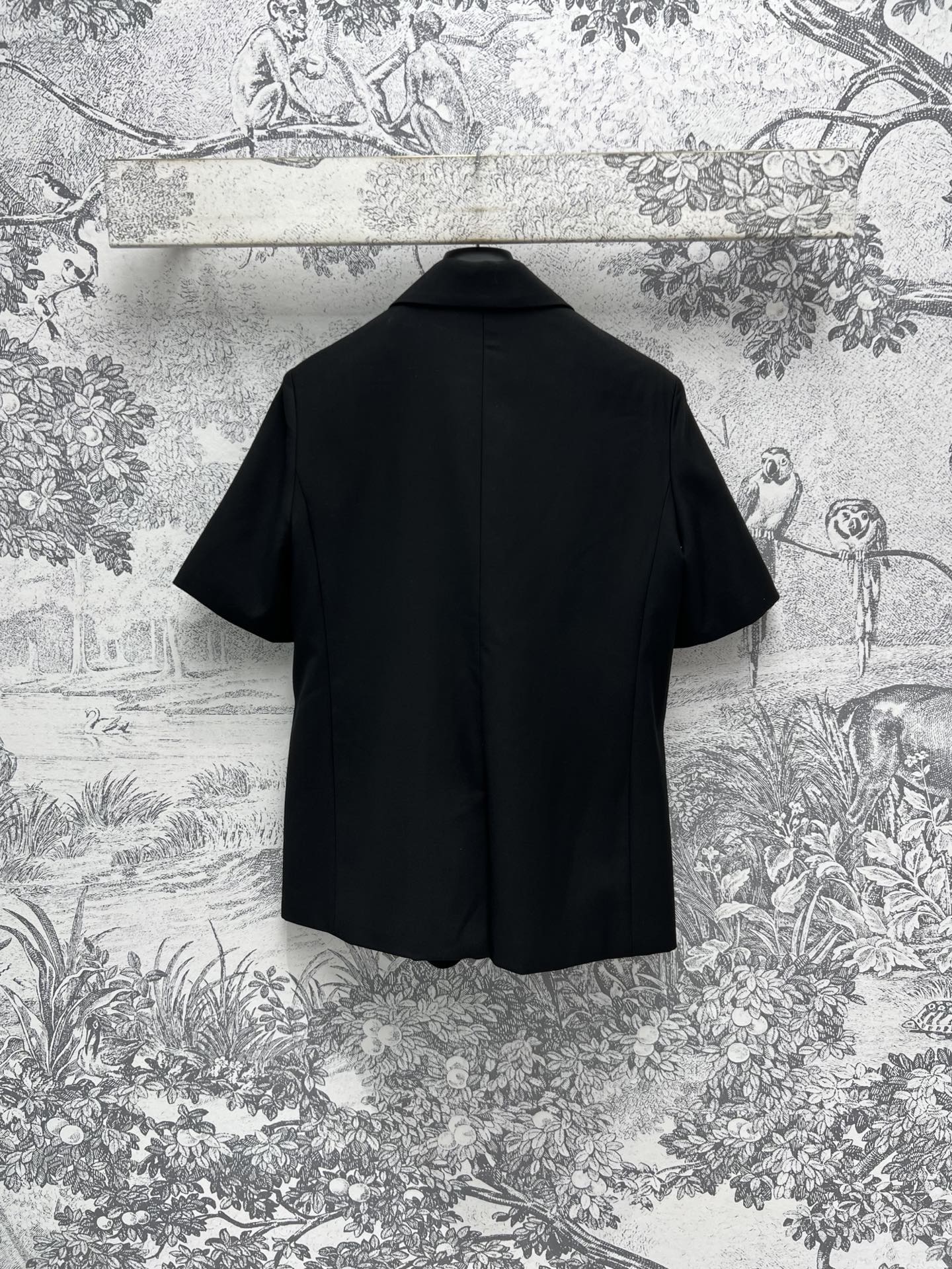 CD 25 Short-sleeved Suit Jacket Black White Polyester