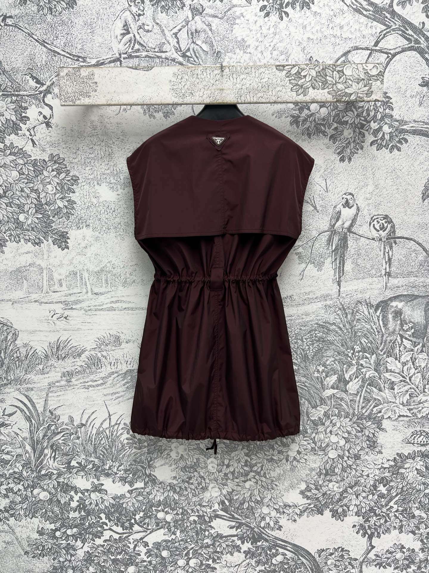 Prada 25 Sleeveless Waist Dress Red Burgundy Polyester