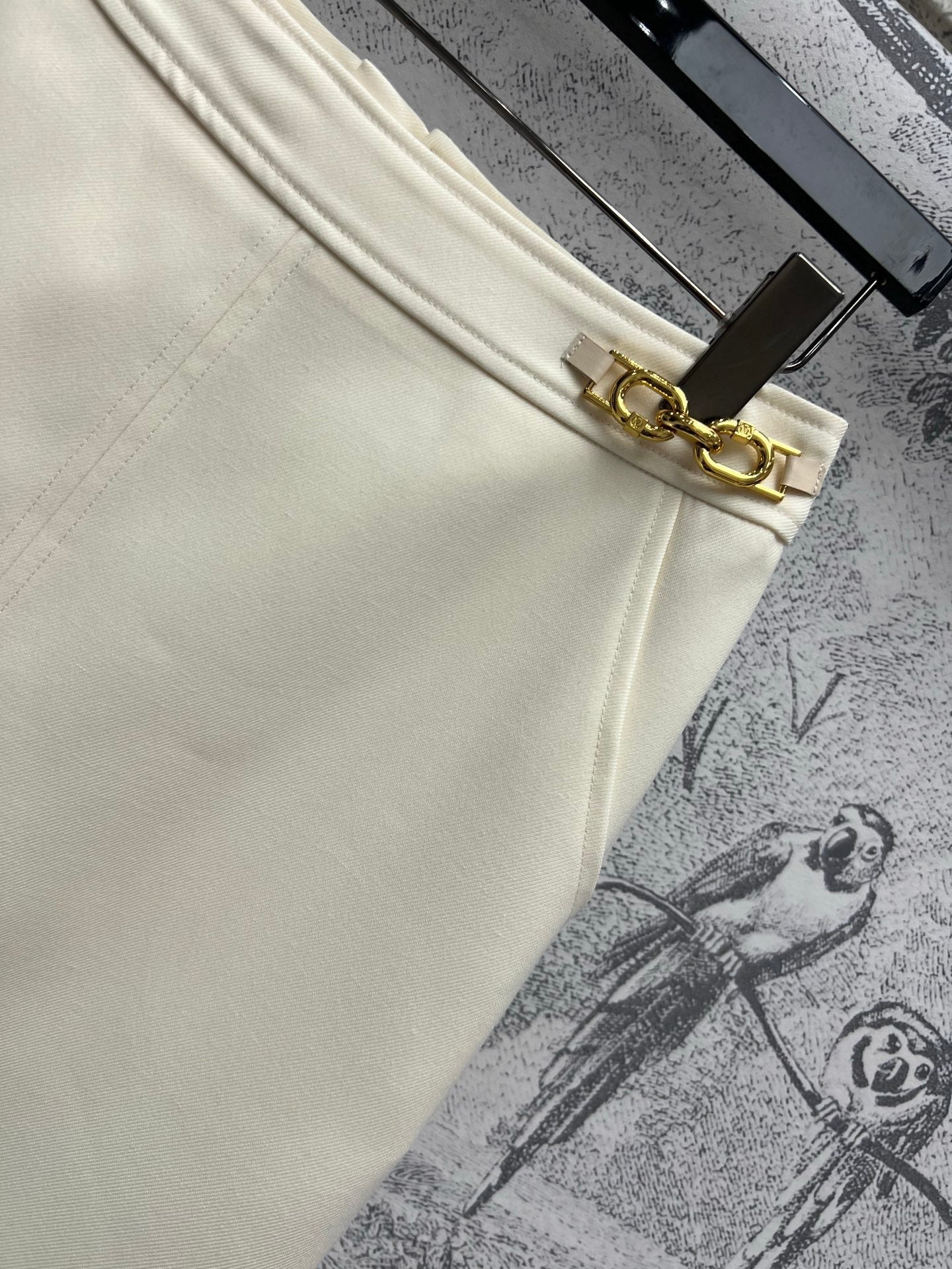 LV 25  Long Skirt Logo White Polyamide Wool