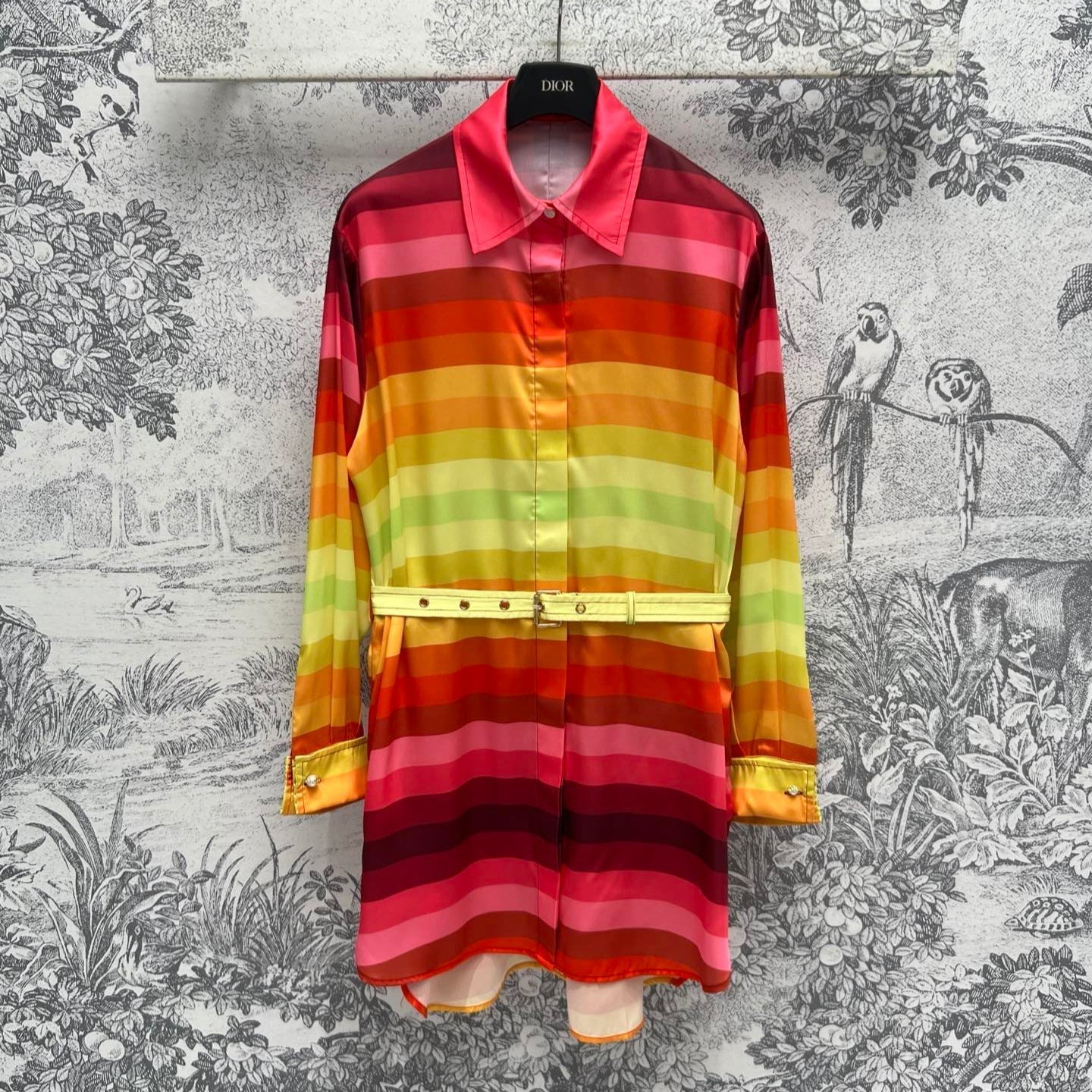 CD 25 Rainbow Stripes Shirt Dress Multicolor Polyester