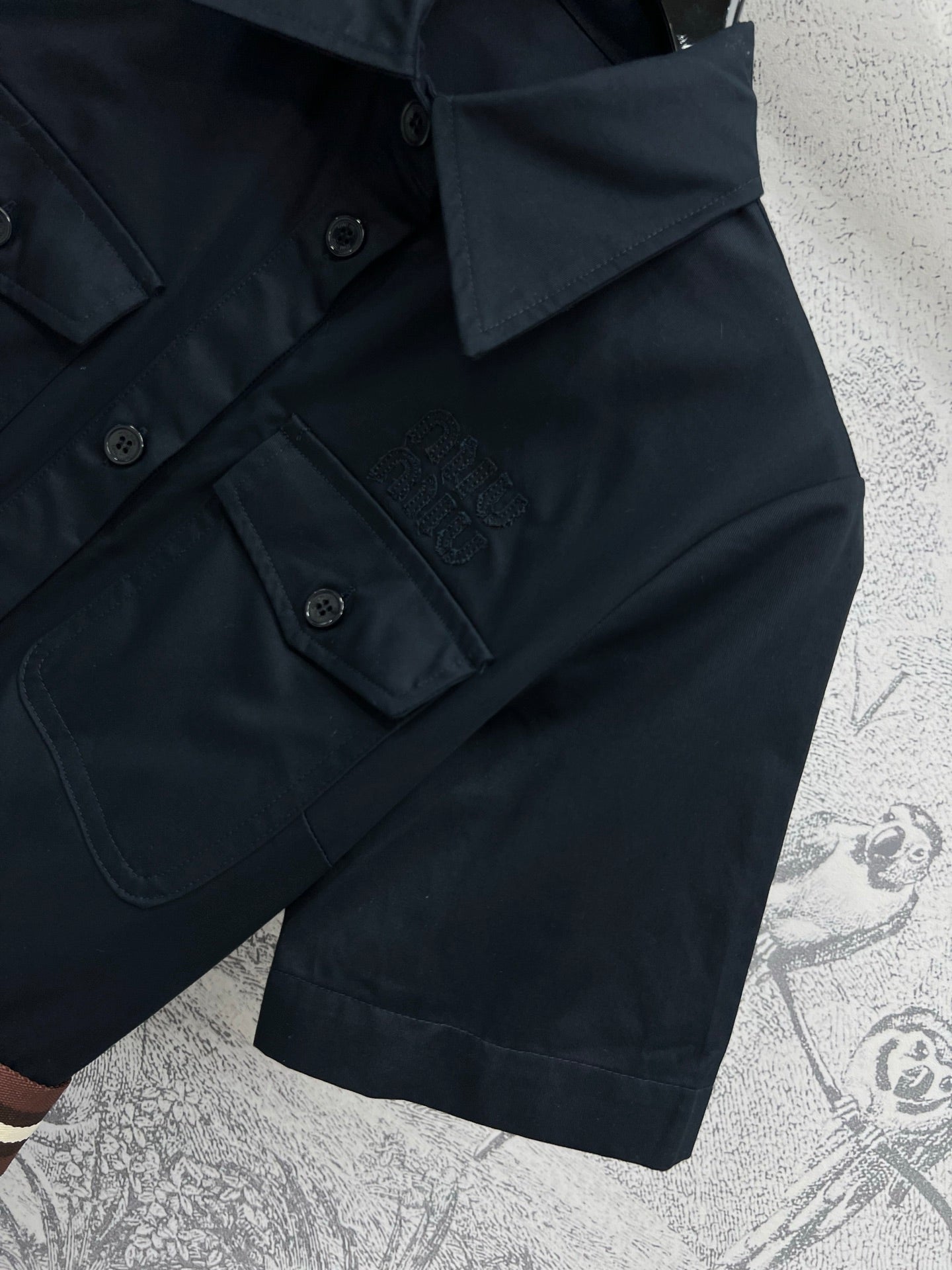 Miu Miu 25 Belt Decorated Denim Dress Black Cotton