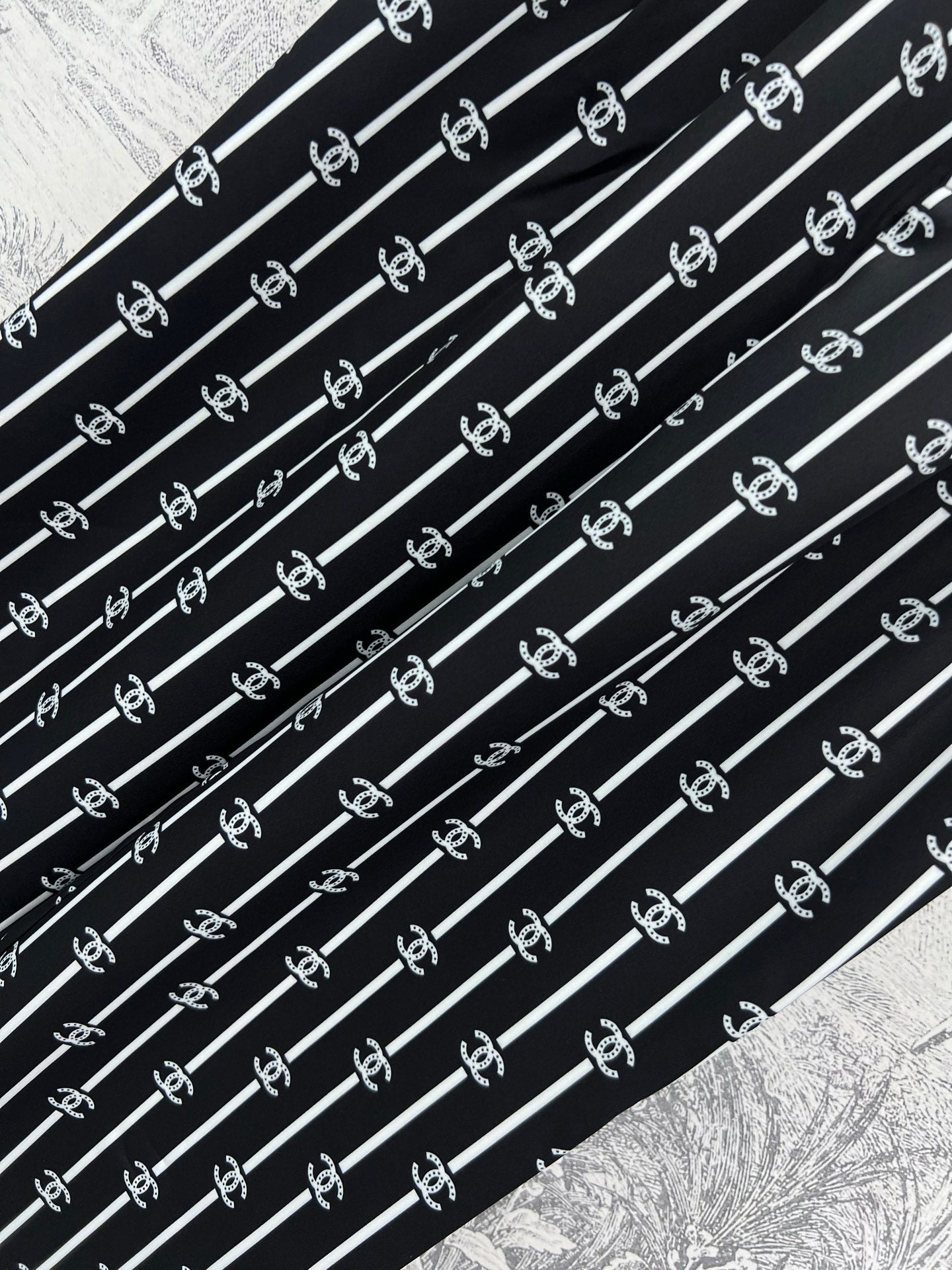 CC 25 Wide Leg Pants Black White Polyester Fiber