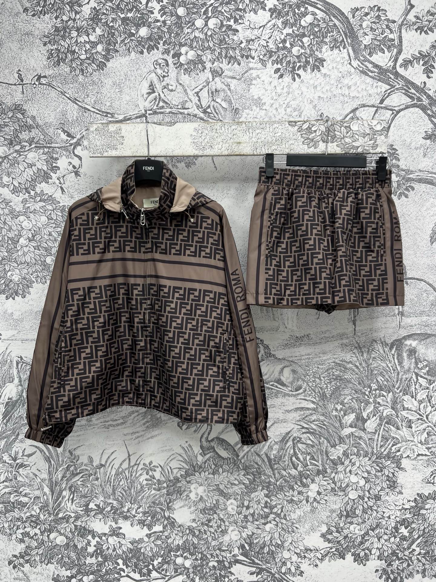 Fendi 25 Monogram Set Brown Black Polyester