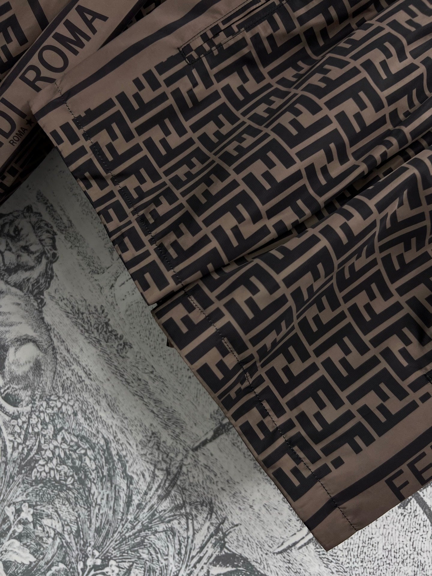 Fendi 25 Monogram Set Brown Black Polyester