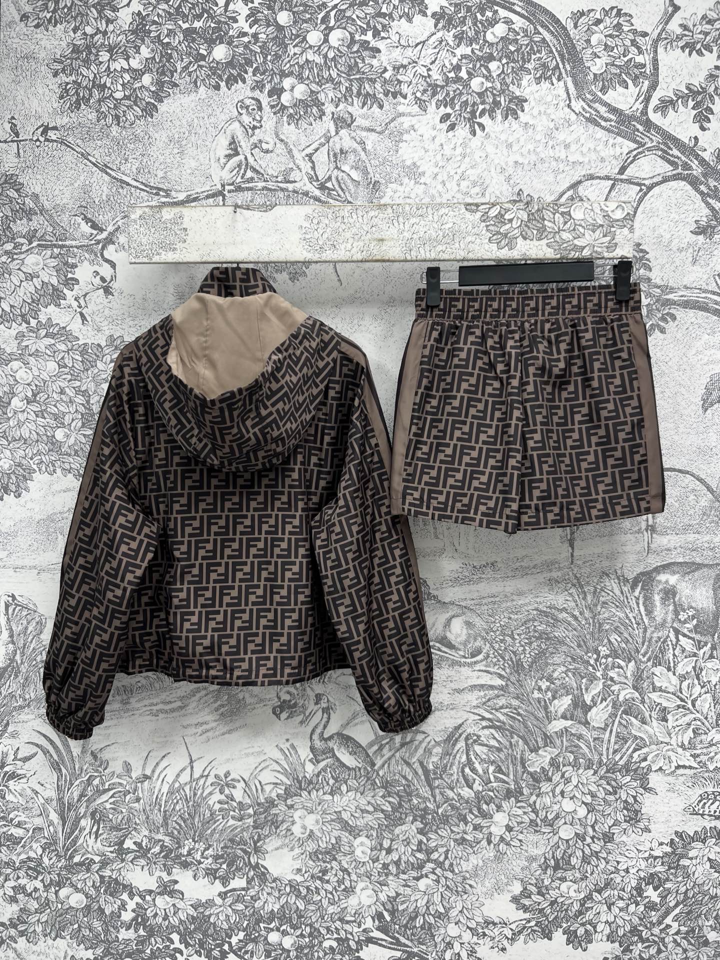 Fendi 25 Monogram Set Brown Black Polyester