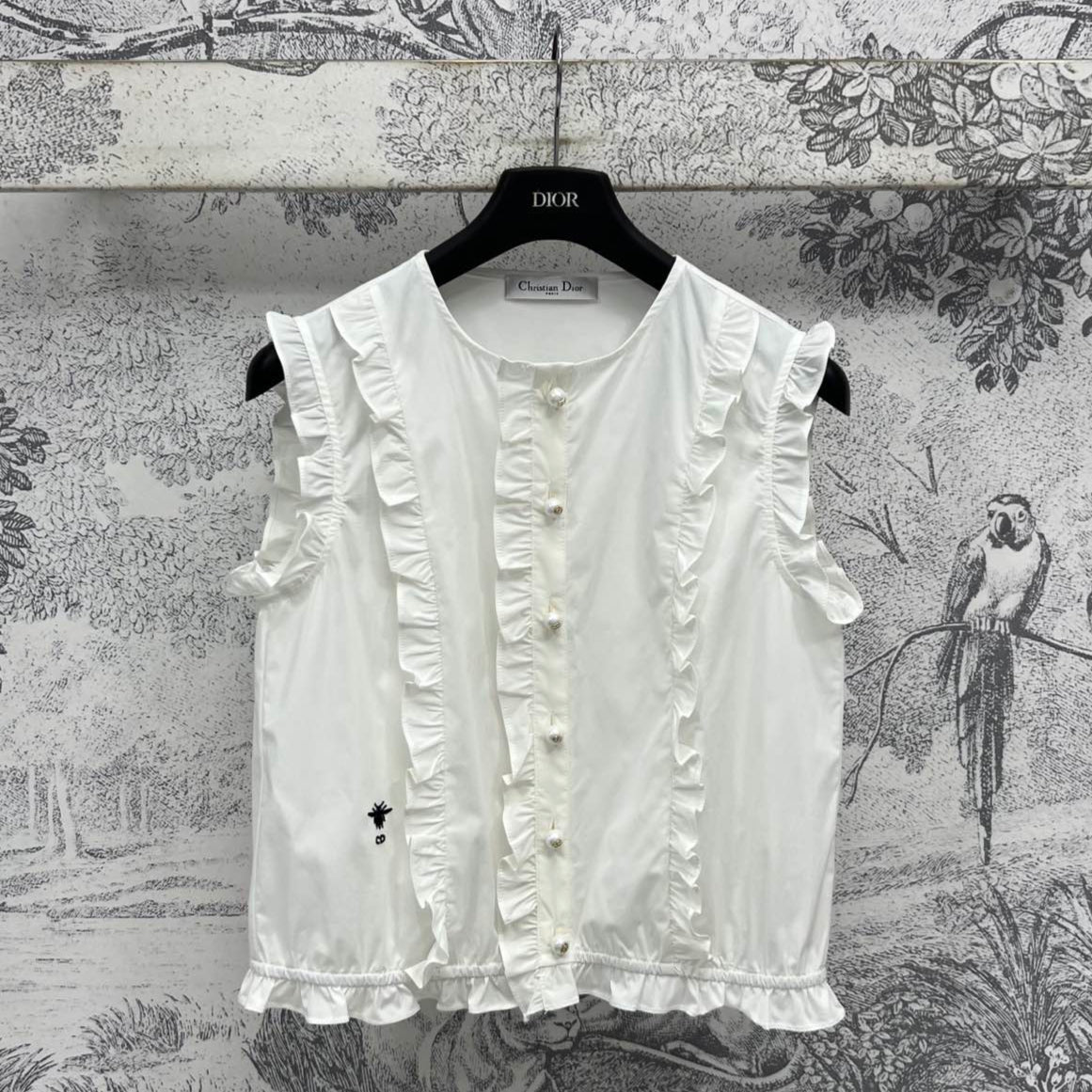 CD 25 Lace Sleeveless Shirt White Cotton