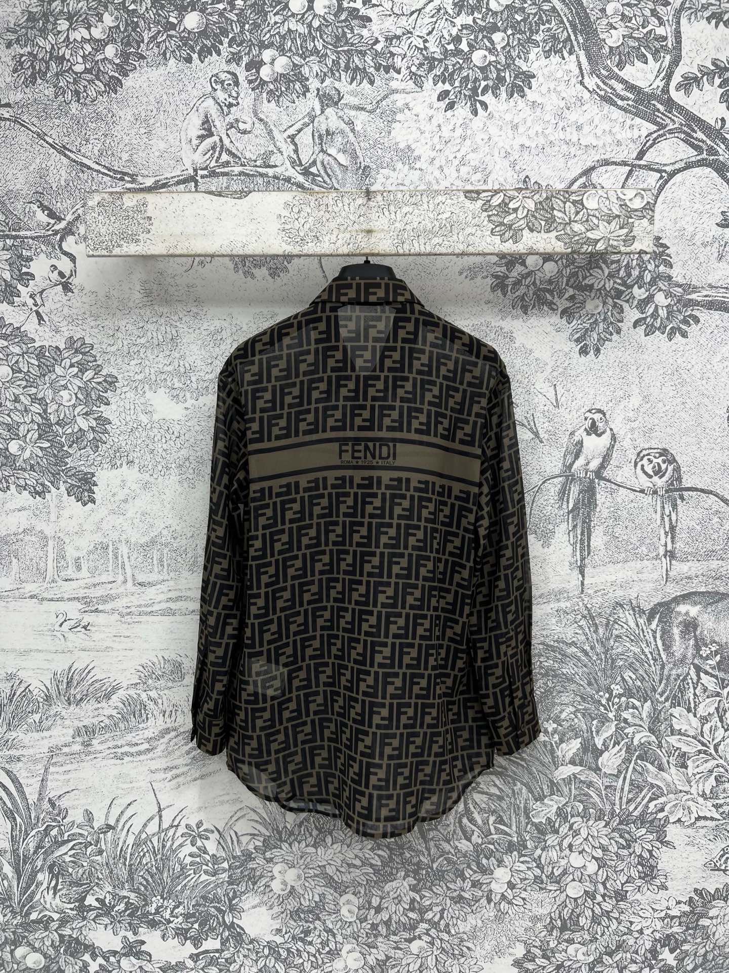 Fendi 25 Shirt Black Brown Polyester fiber