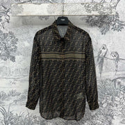 Fendi 25 Shirt Black Brown Polyester fiber