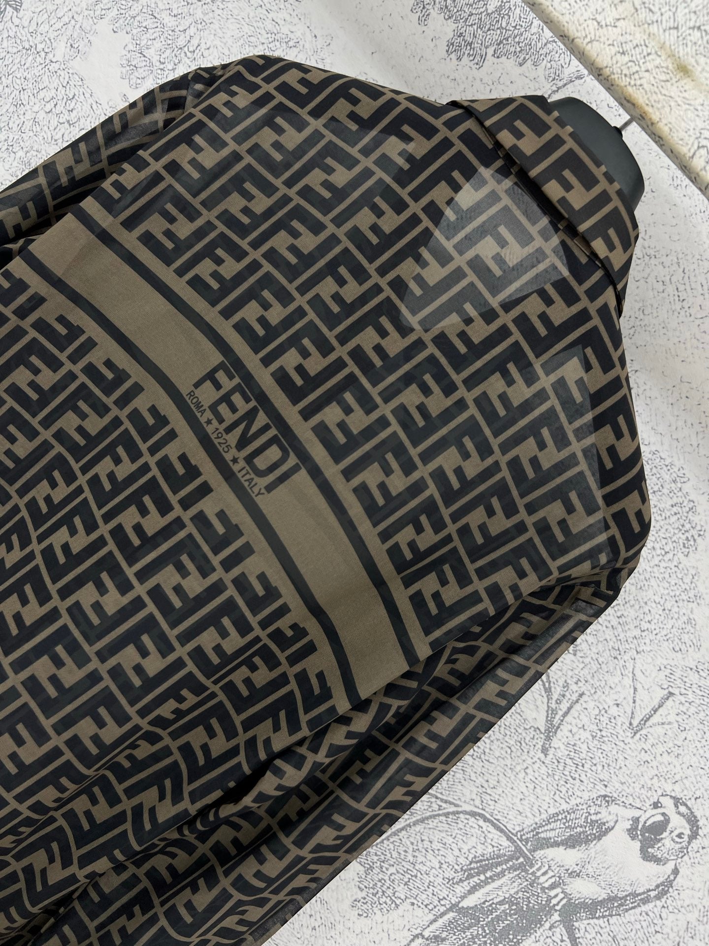 Fendi 25 Shirt Black Brown Polyester fiber