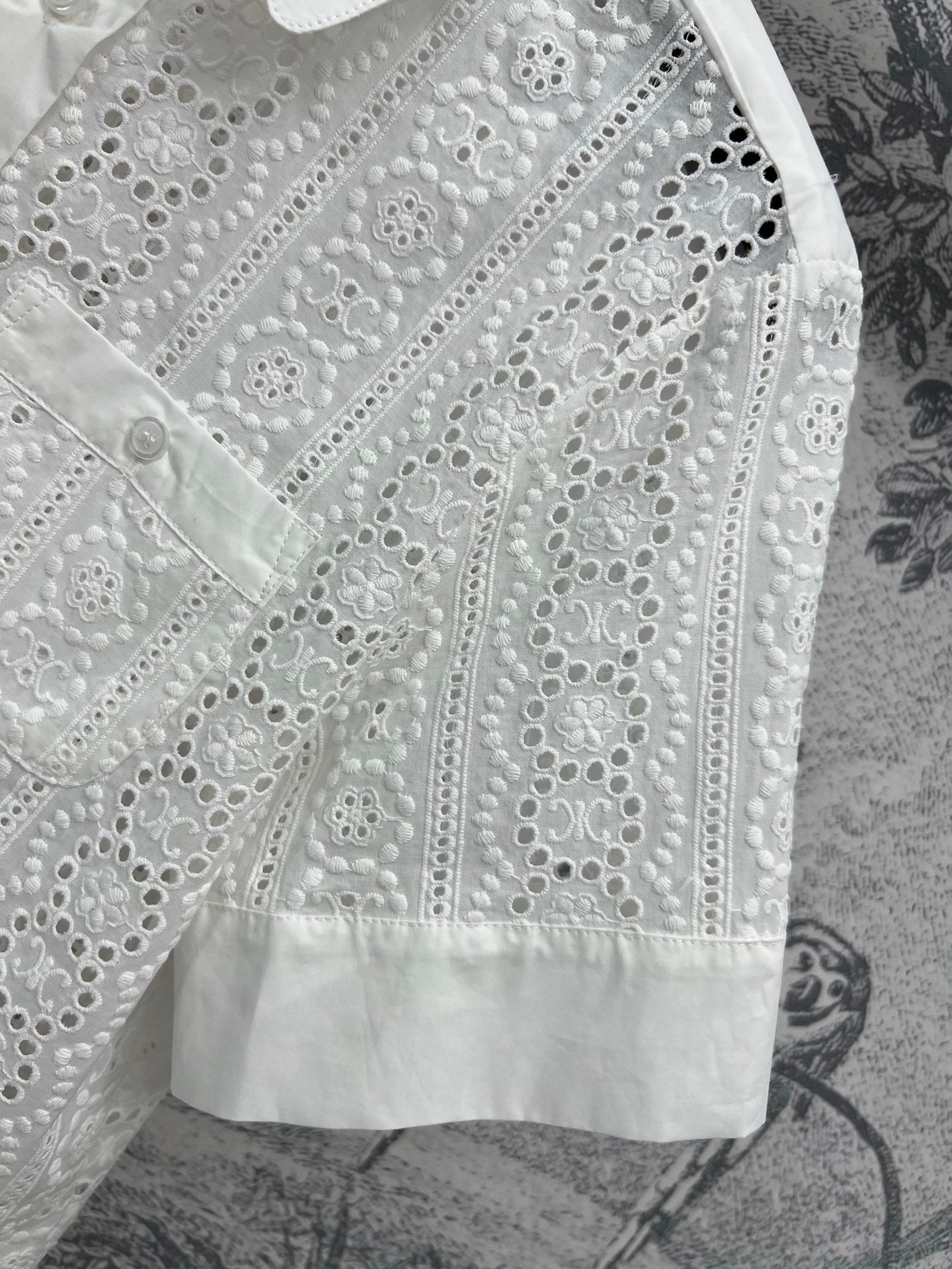 Celine 25 Lace Short Shirt White Cotton