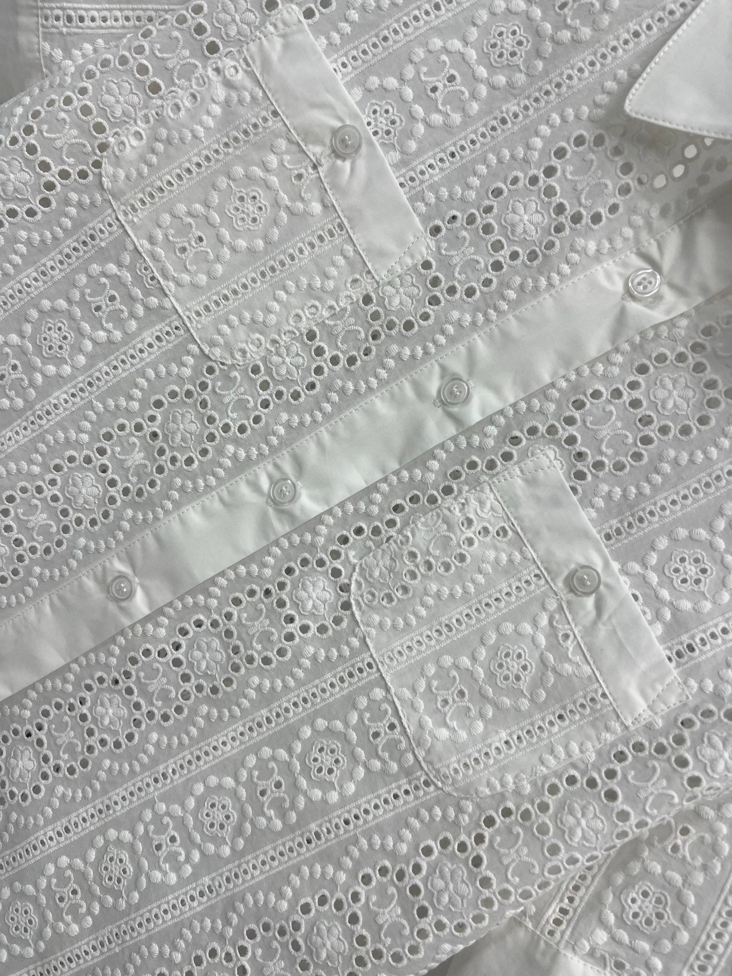 Celine 25 Lace Short Shirt White Cotton