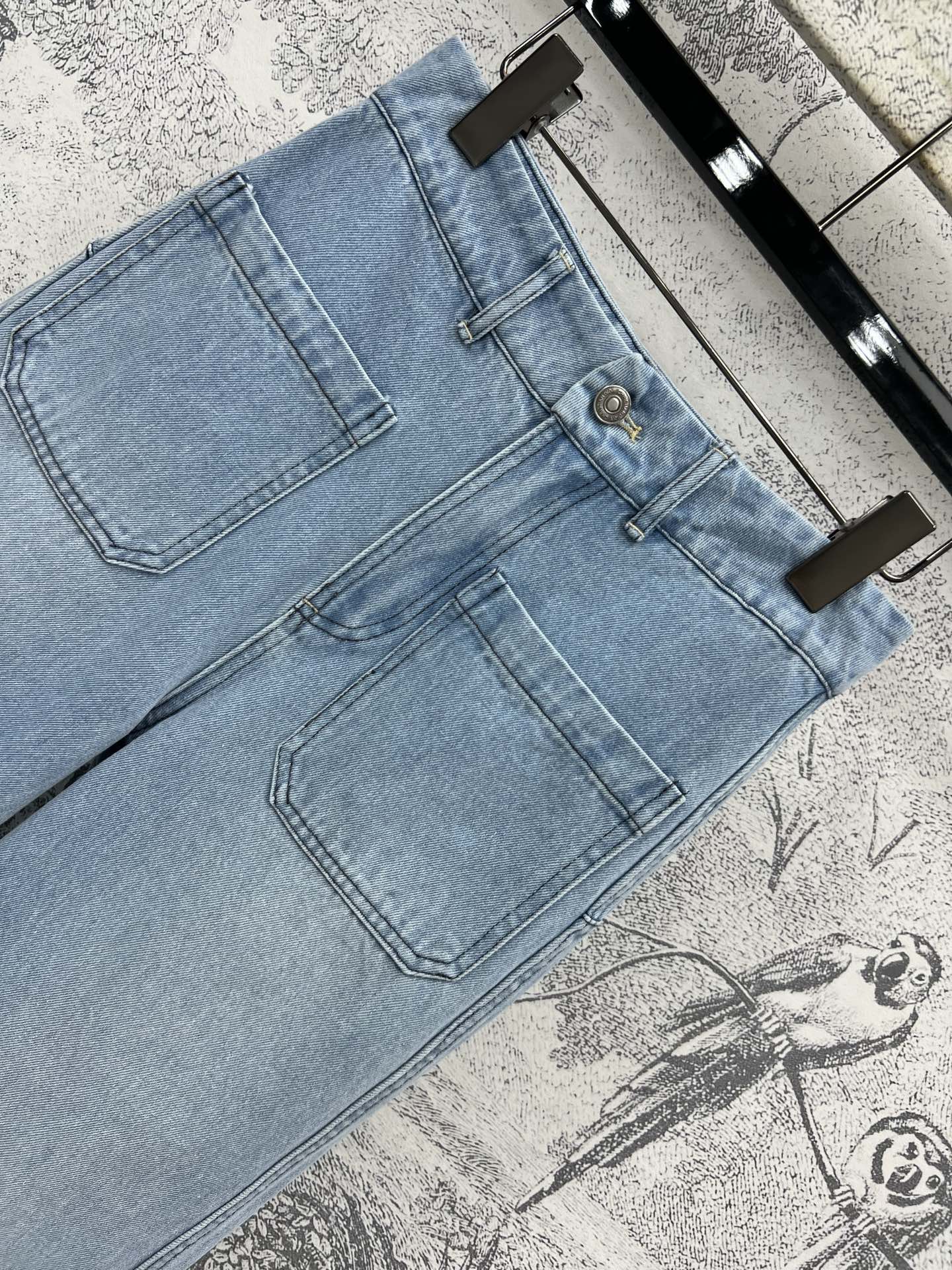 CD 25 Rolled Denim Pants Light Blue Cotton