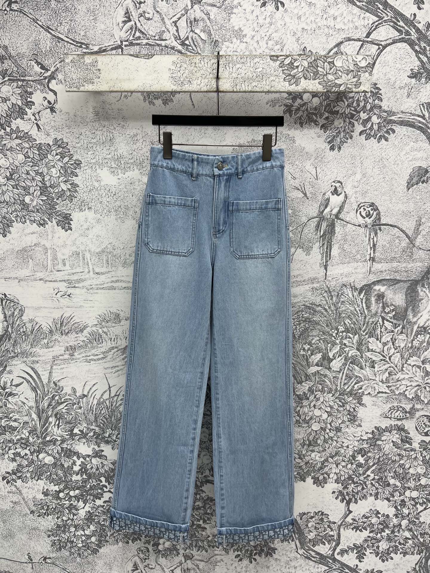 CD 25 Rolled Denim Pants Light Blue Cotton