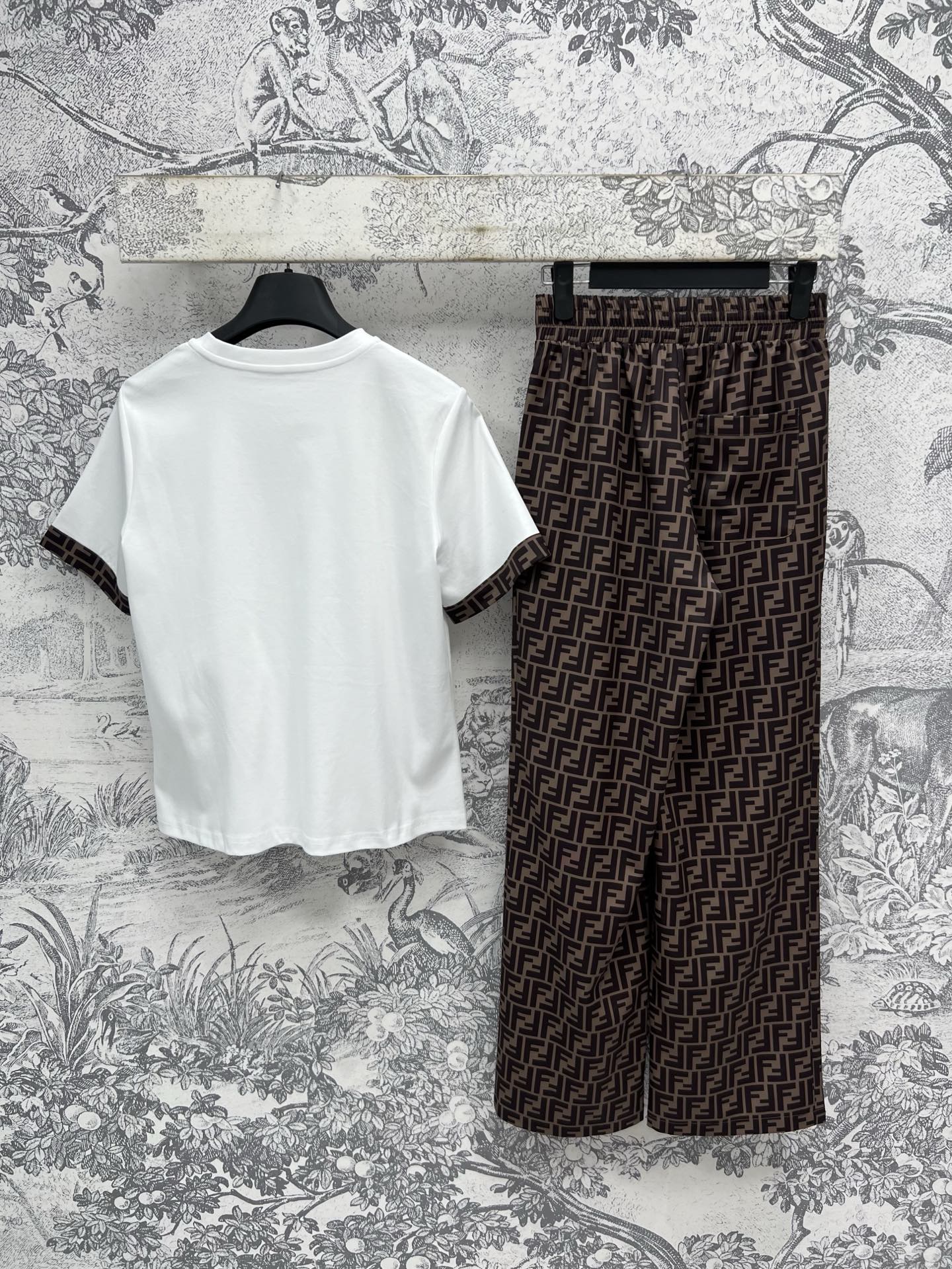 Fendi 25 Suit White Brown Cotton