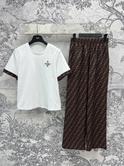 Fendi 25 Suit White Brown Cotton