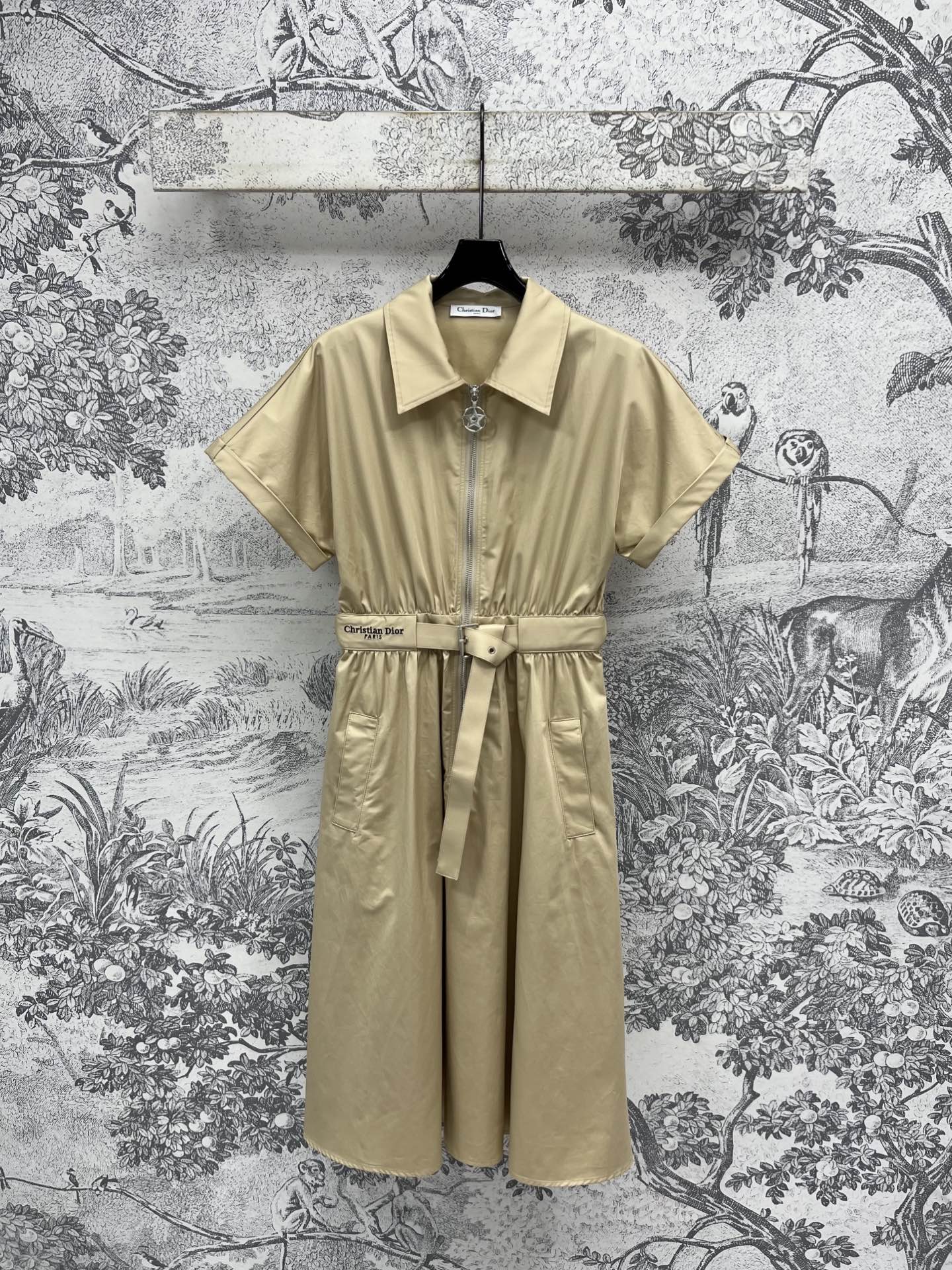 CD 25 Shirt Dress with Belt Beige Cotton