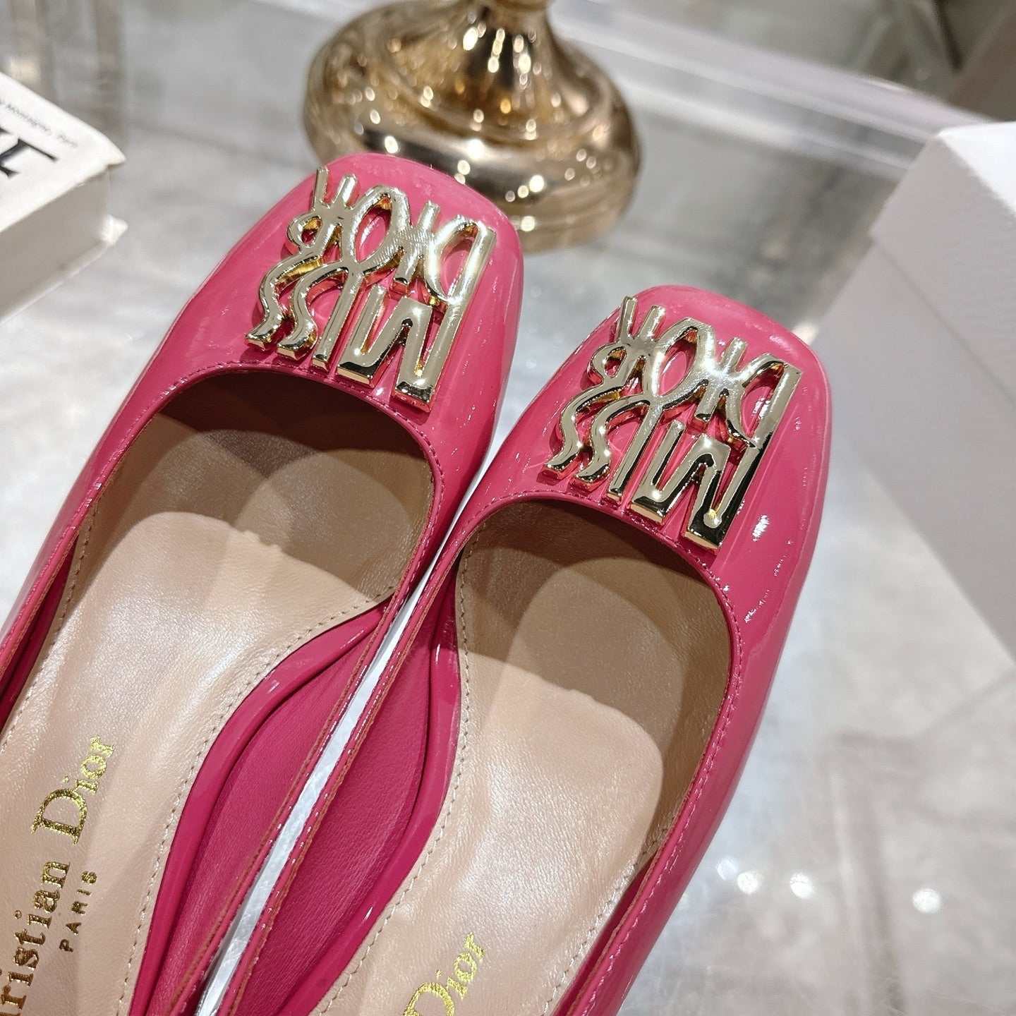 CD 25  Pump Heel Height 3cm Pink Patent Leather 393411