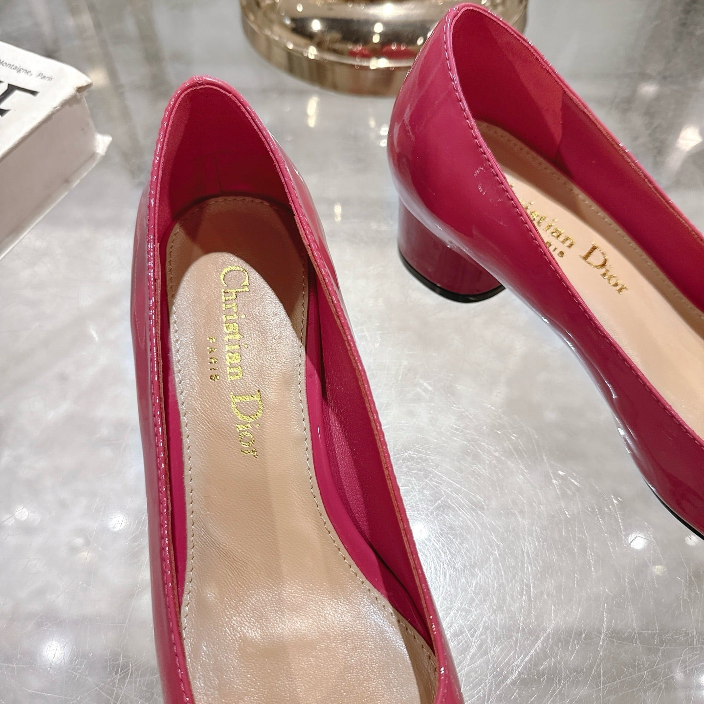 CD 25  Pump Heel Height 3cm Pink Patent Leather 393411