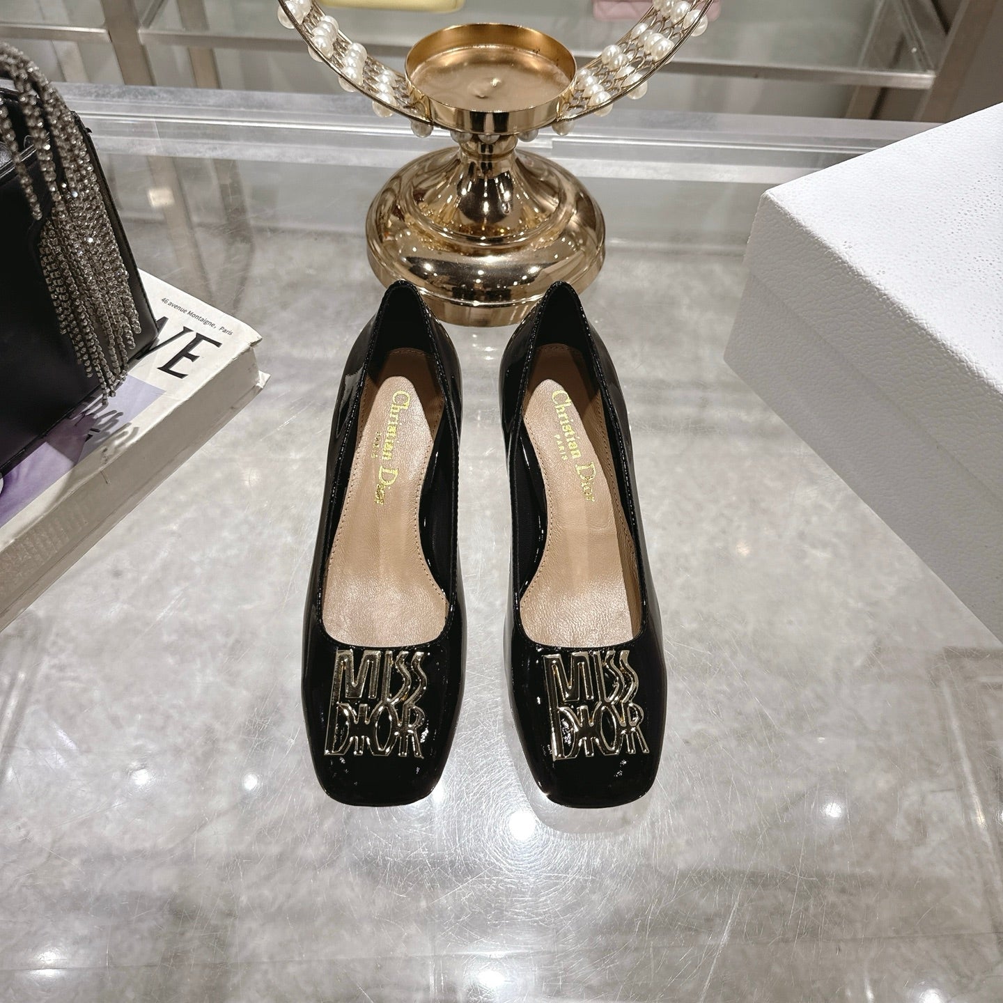 CD 25  Pump Heel Height 3cm Black Patent Leather 393413