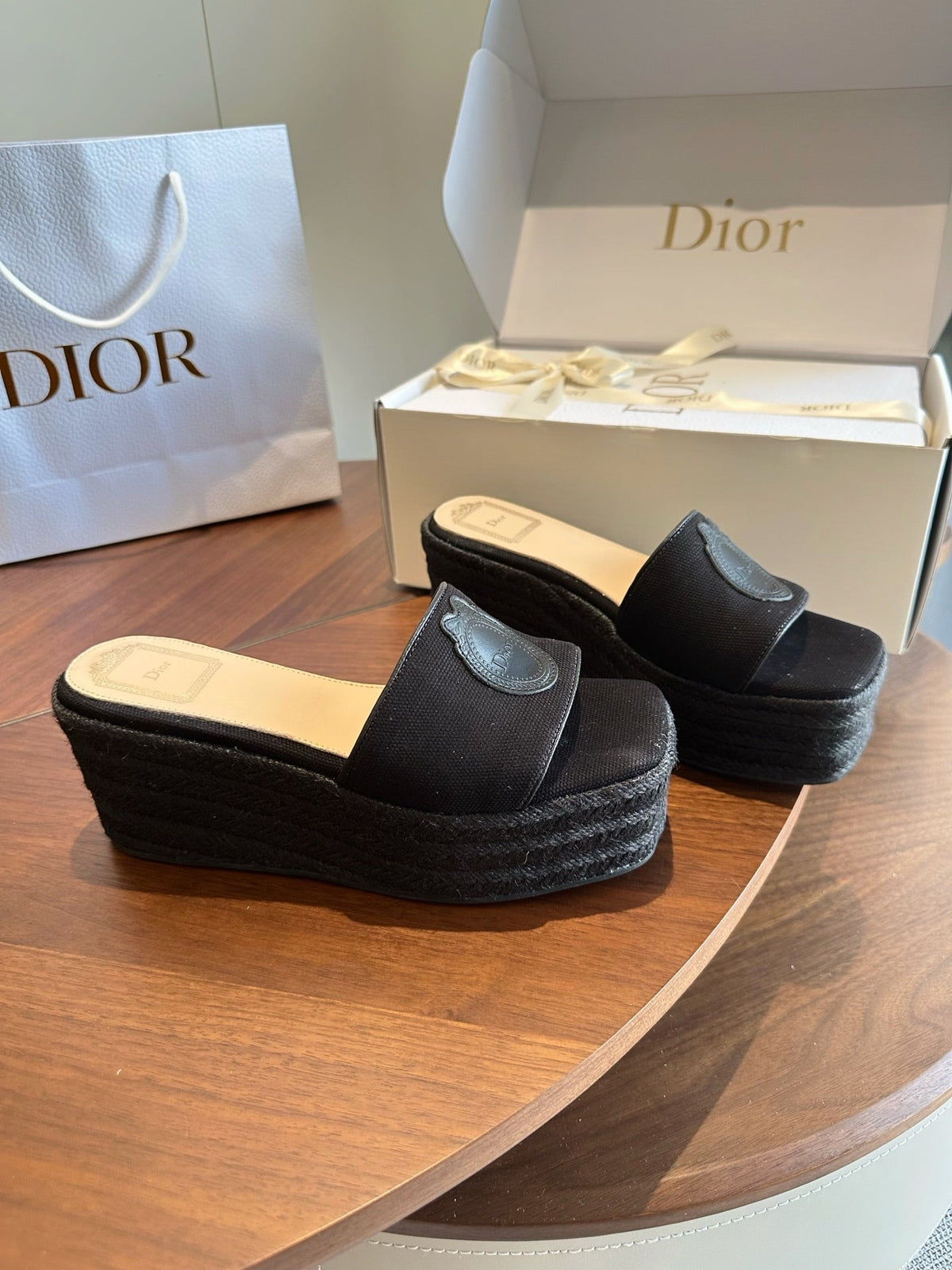 Dior 2026 Medaillon Wedge Slide 95mm Denim 976902
