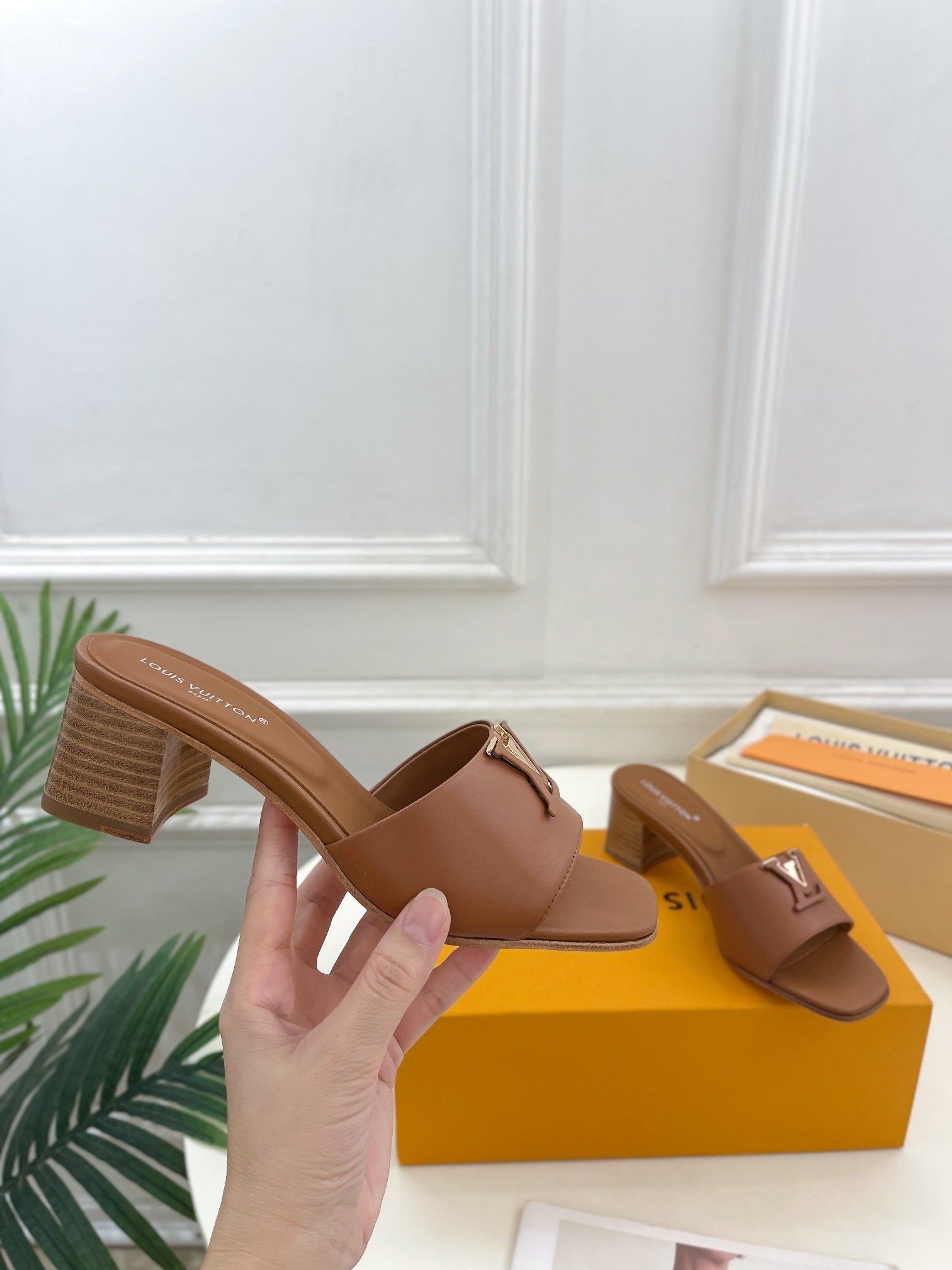 lv capri mule 45mm dark brown calfskin