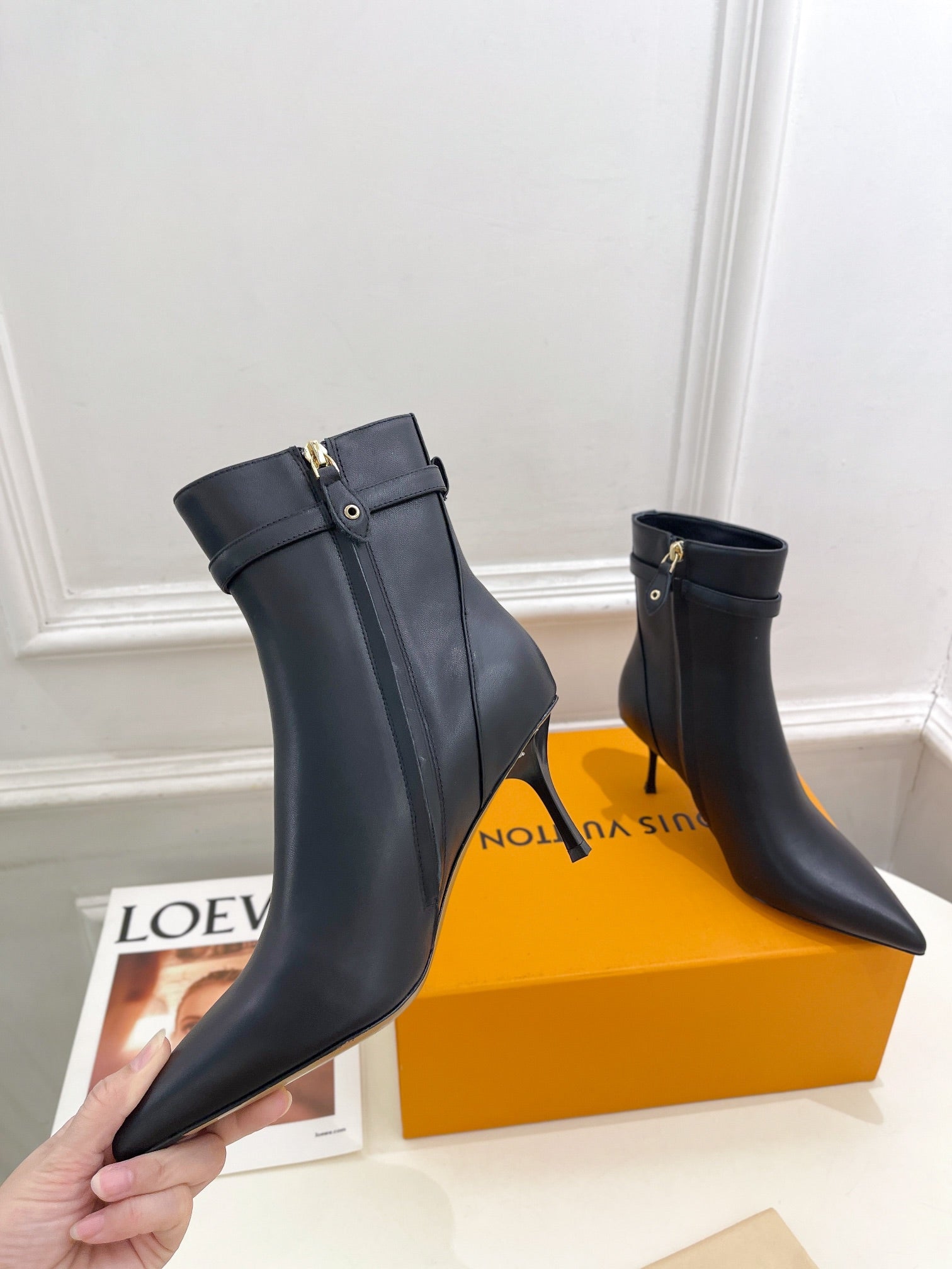 LV Stellar Ankle Boot 70mm Plain Black Calfskin