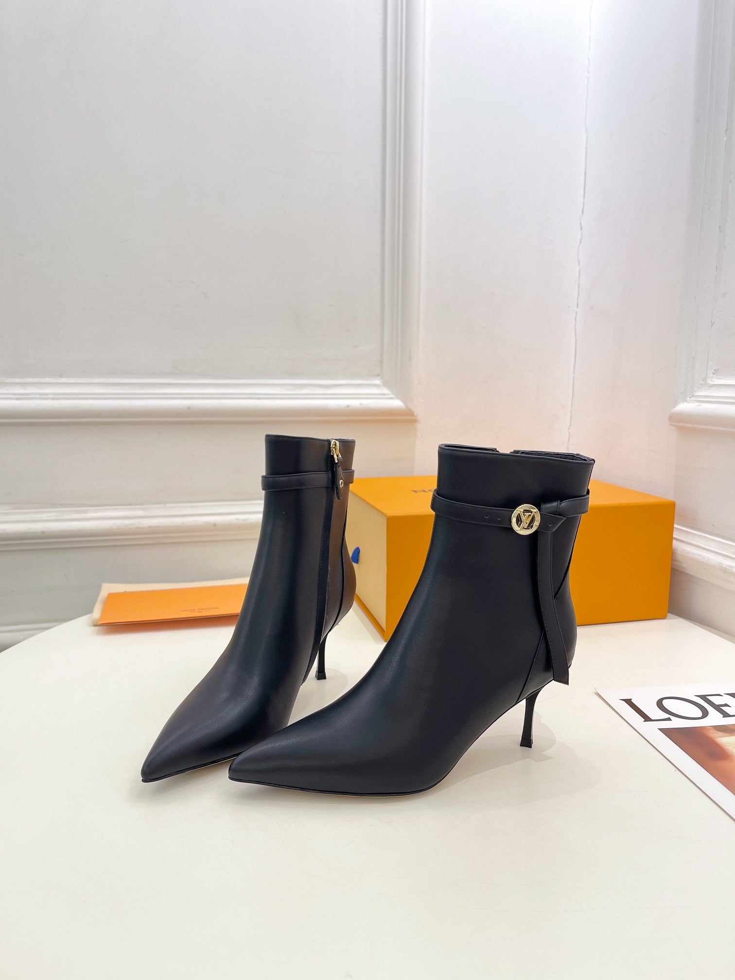 LV Stellar Ankle Boot 70mm Plain Black Calfskin