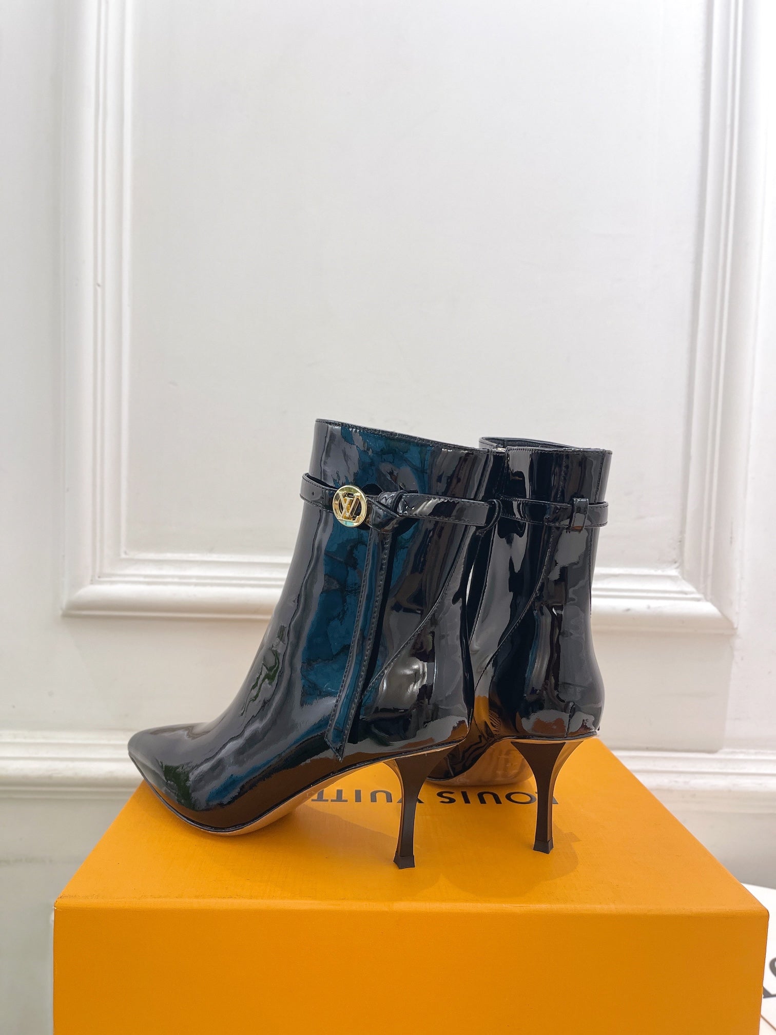 LV Stellar Ankle Boot 70mm Glossy Black Calfskin