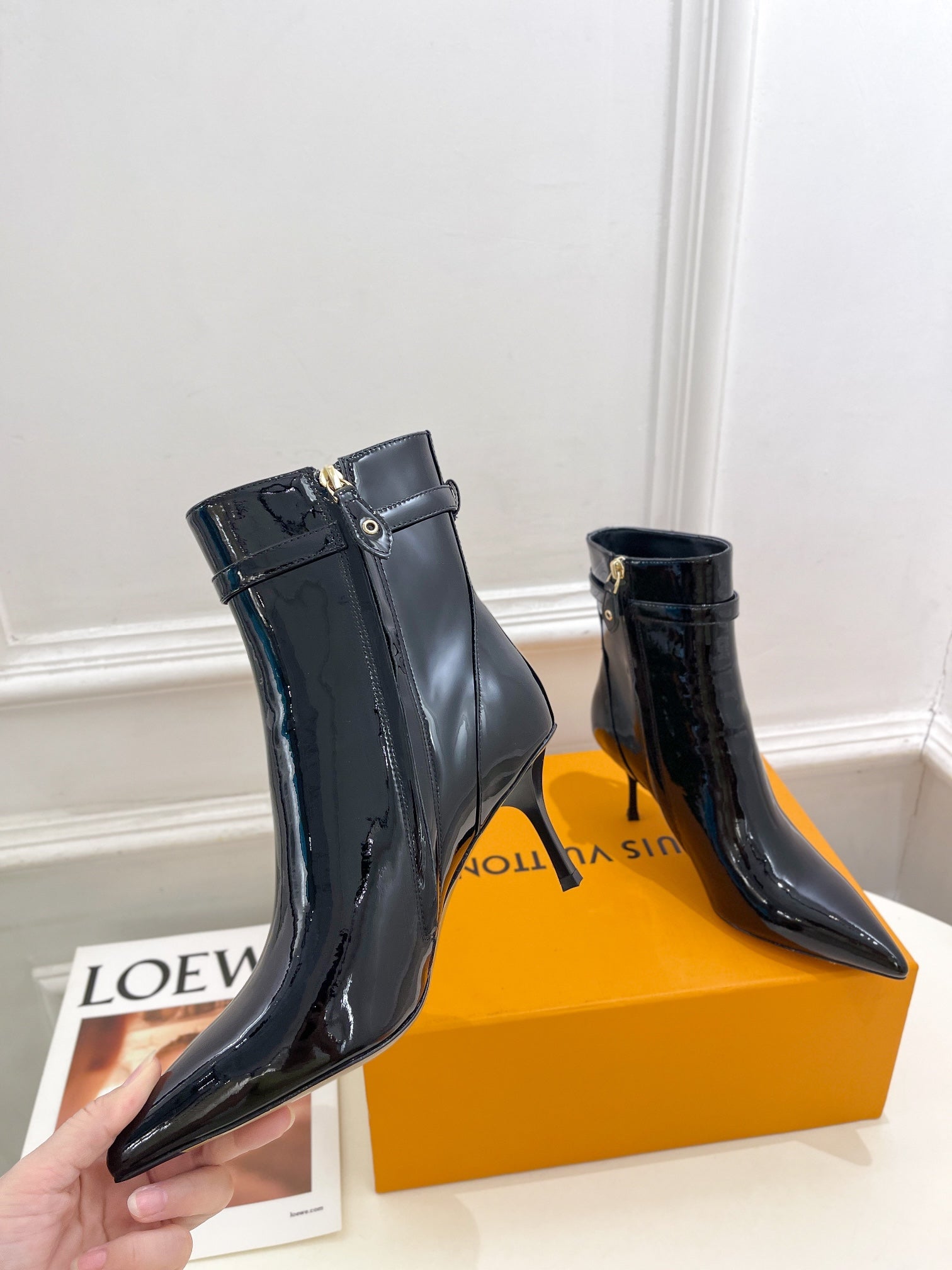 LV Stellar Ankle Boot 70mm Glossy Black Calfskin