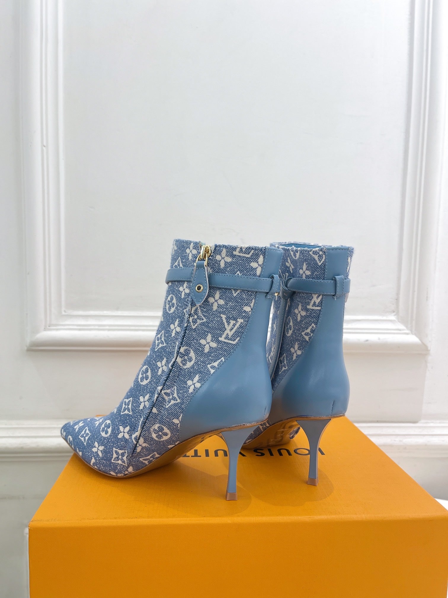 LV Stellar Ankle Boot 70mm Light Blue Monogram Jacquard Fabric