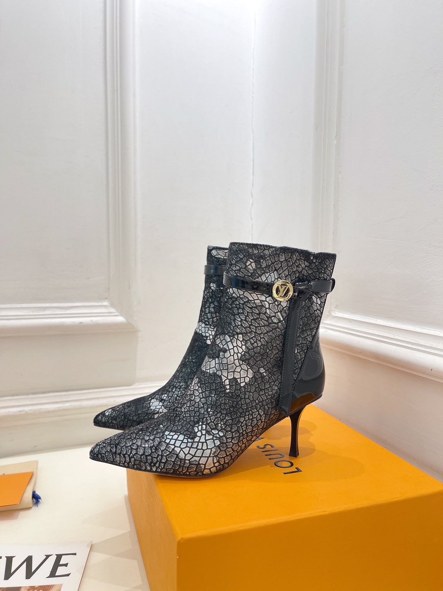 LV Stellar Ankle Boot 70mm White Mix Black Calfskin