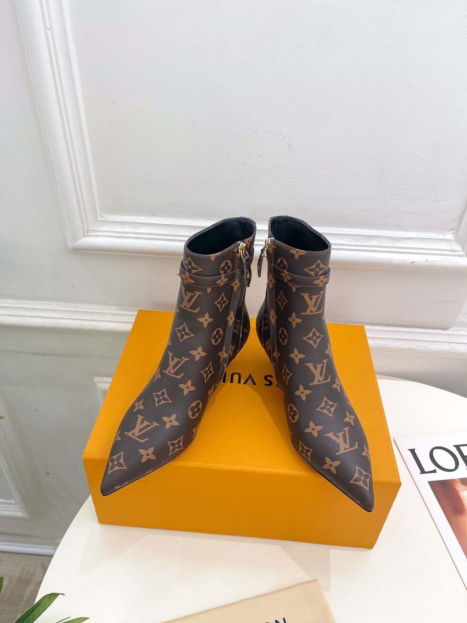 LV Stellar Ankle Boot 40mm Dark Brown Monogram Calfskin