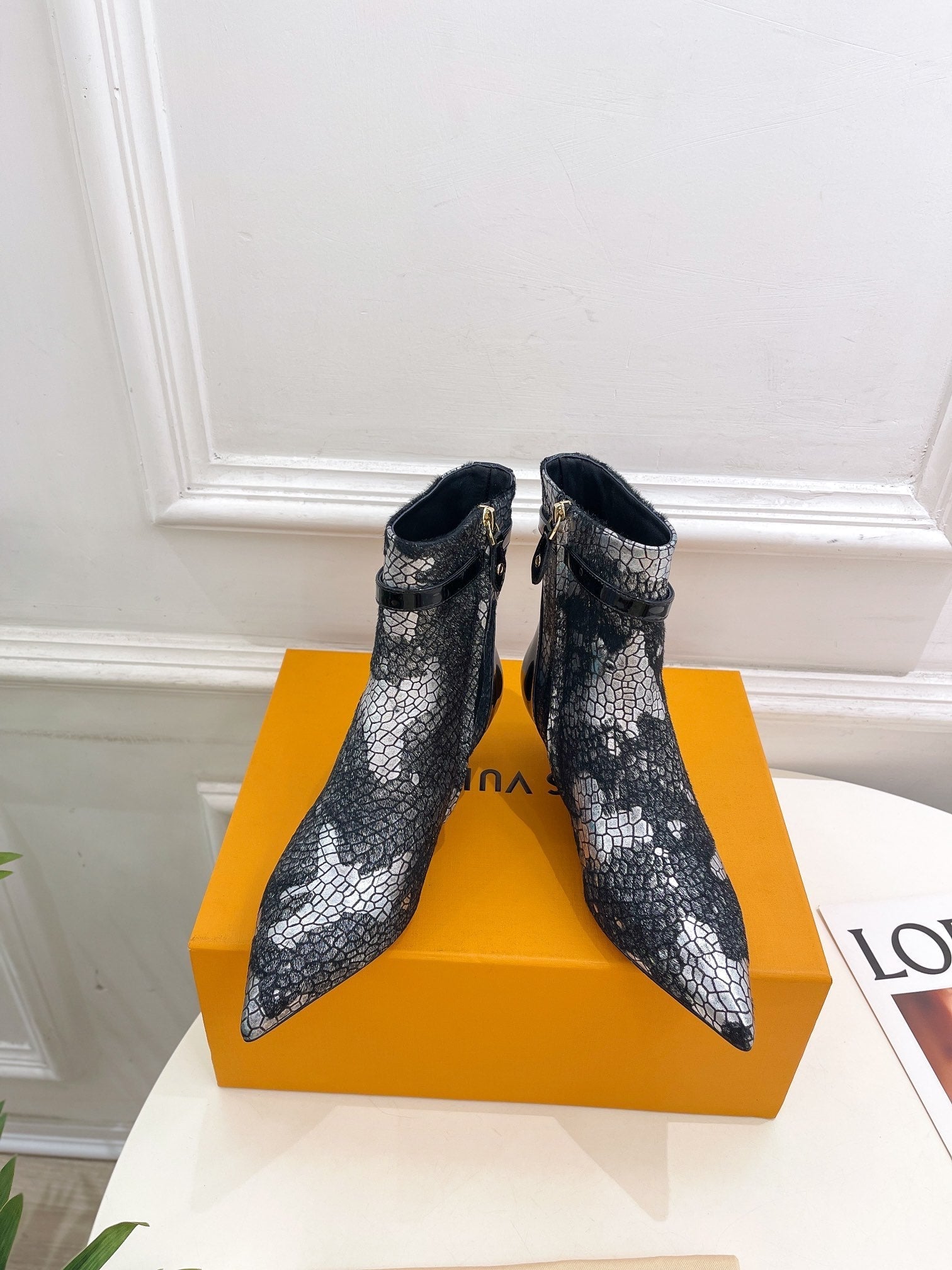 LV Stellar Ankle Boot 40mm White Mix Black Calfskin